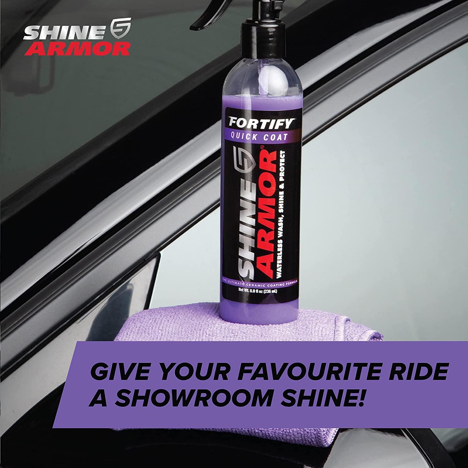 Car Wax Spray and Ceramic Coating for Cars - 3 in One Waterless Car Wash and Detailing for Maximum Shine - High Gloss Top Coat, Protective Auto Wax - 16FlOz by Shine Armor - Image 8