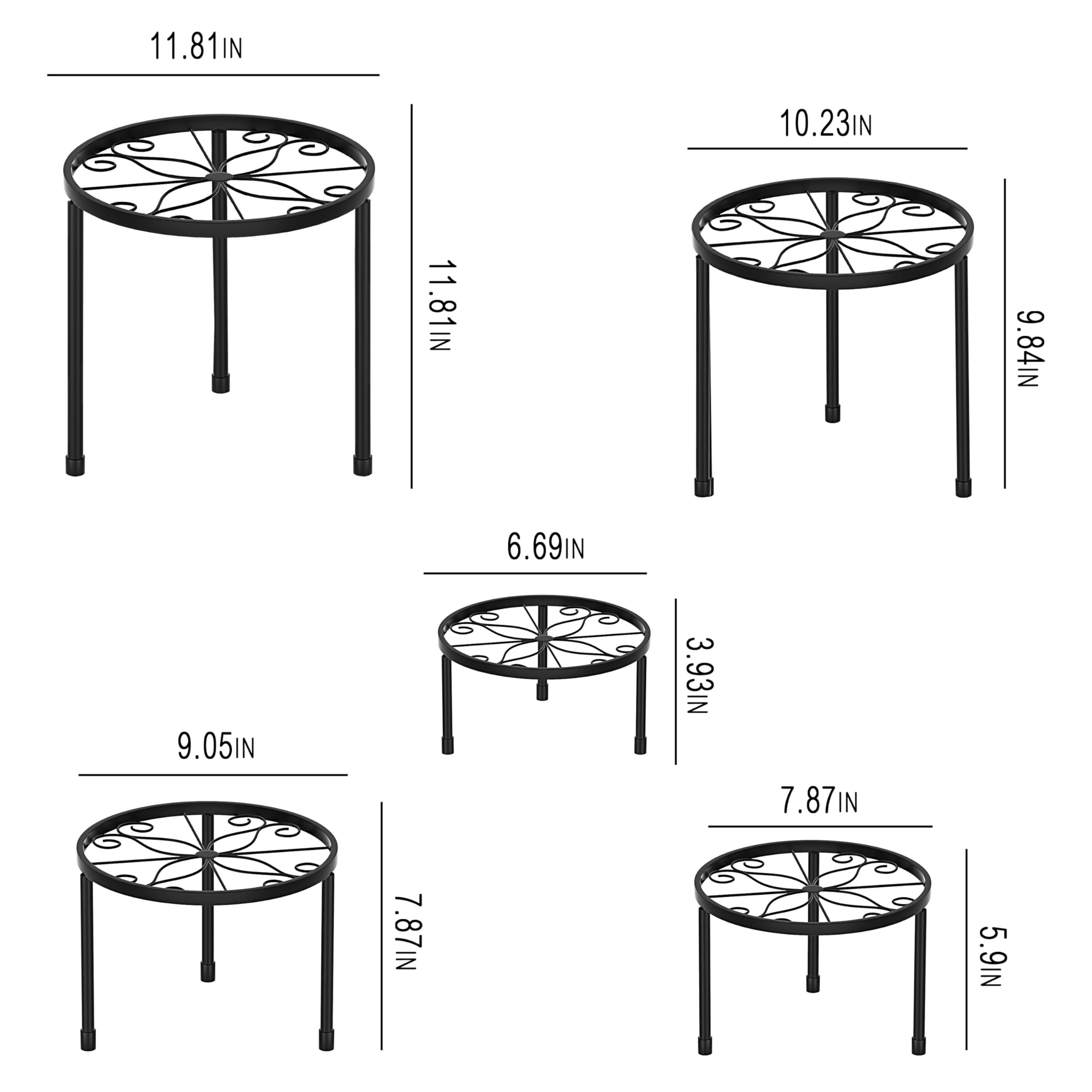 CADANI 5-Pack Metal Plant Stands for Outdoor Indoor, Anti-Rust Iron Flower Pot Stand, Heavy Duty Plant Pot Shelf for Multiple Plant, Decoration Racks for Home, Patio & Garden - Image 7