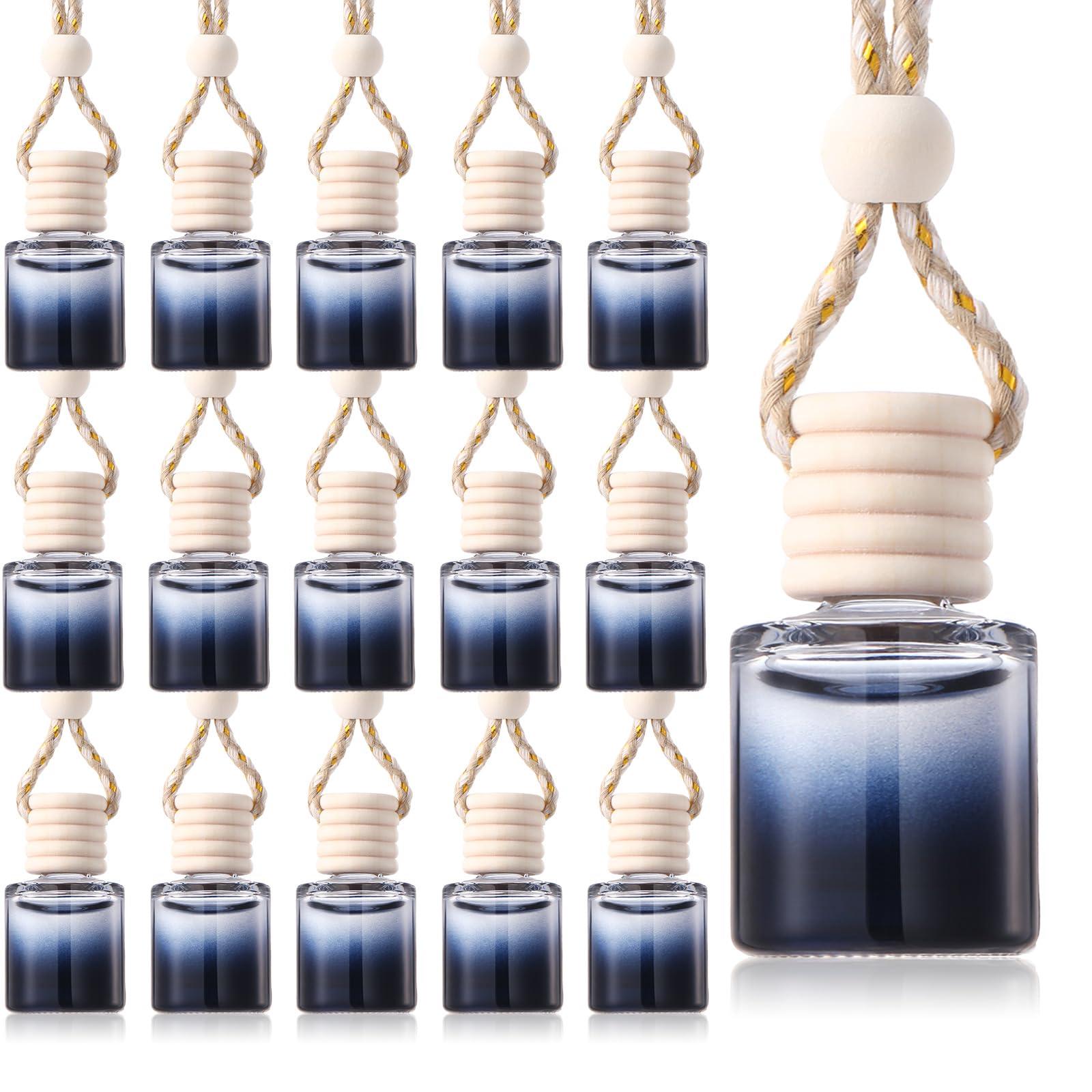 LOYIM 50 Pcs Black Car Air Freshener Hanging Bottle Empty Glass Diffuser Bottles Perfume Bottle Refillable Car Air Freshener Pendant Aromatherapy Fragrance Vials Bottles Ornament(Cylinder)