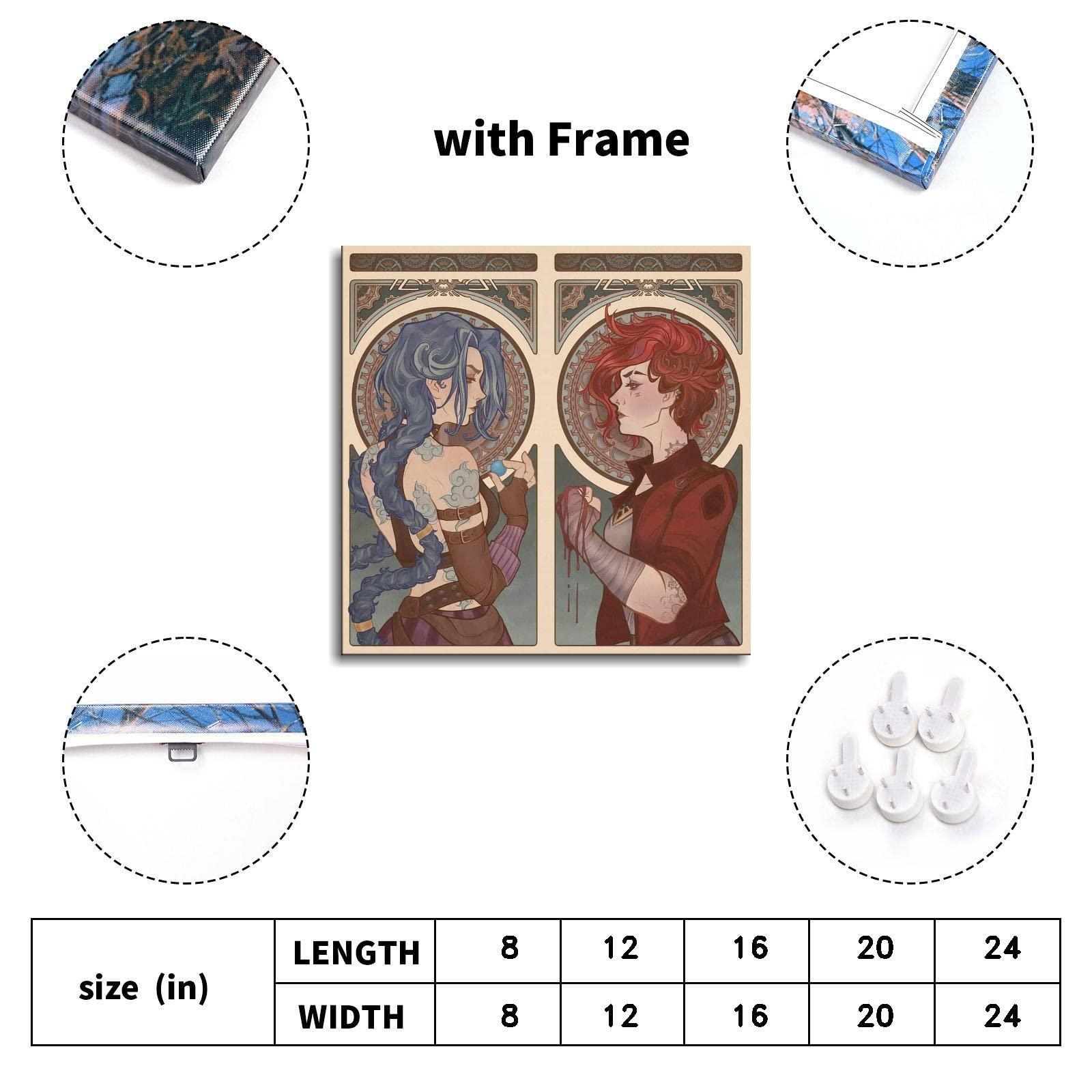 DEKBOND Arcane Anime Poster Poster Jinx&Vi Poster Canvas Prints Cinema Dormitory Bedroom Aesthetic Poster Wall Art For Home Office Living Room Decorations With Framed 12"x12" - Image 5