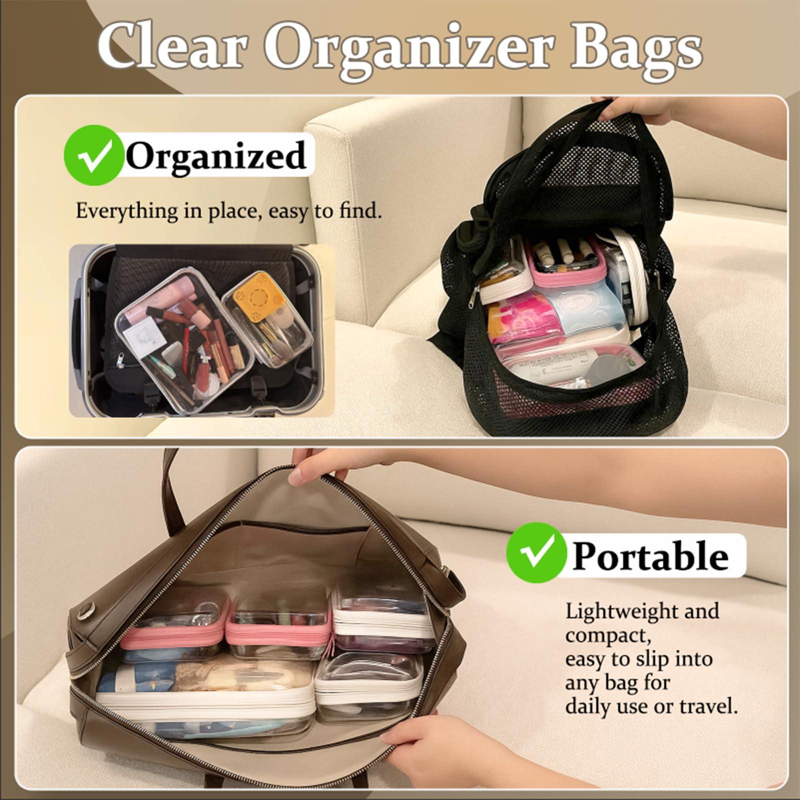 WELPIRT 4 pcs Clear Zipper Pouches,Hard Shell Zipper Case, Toiletry Bag for Travel, CLear Diaper Bag, Toiletry Pouch, Travel Organizer, Clear Cosmetic Bag,Toy Storage Bins (M+3S) - Image 3