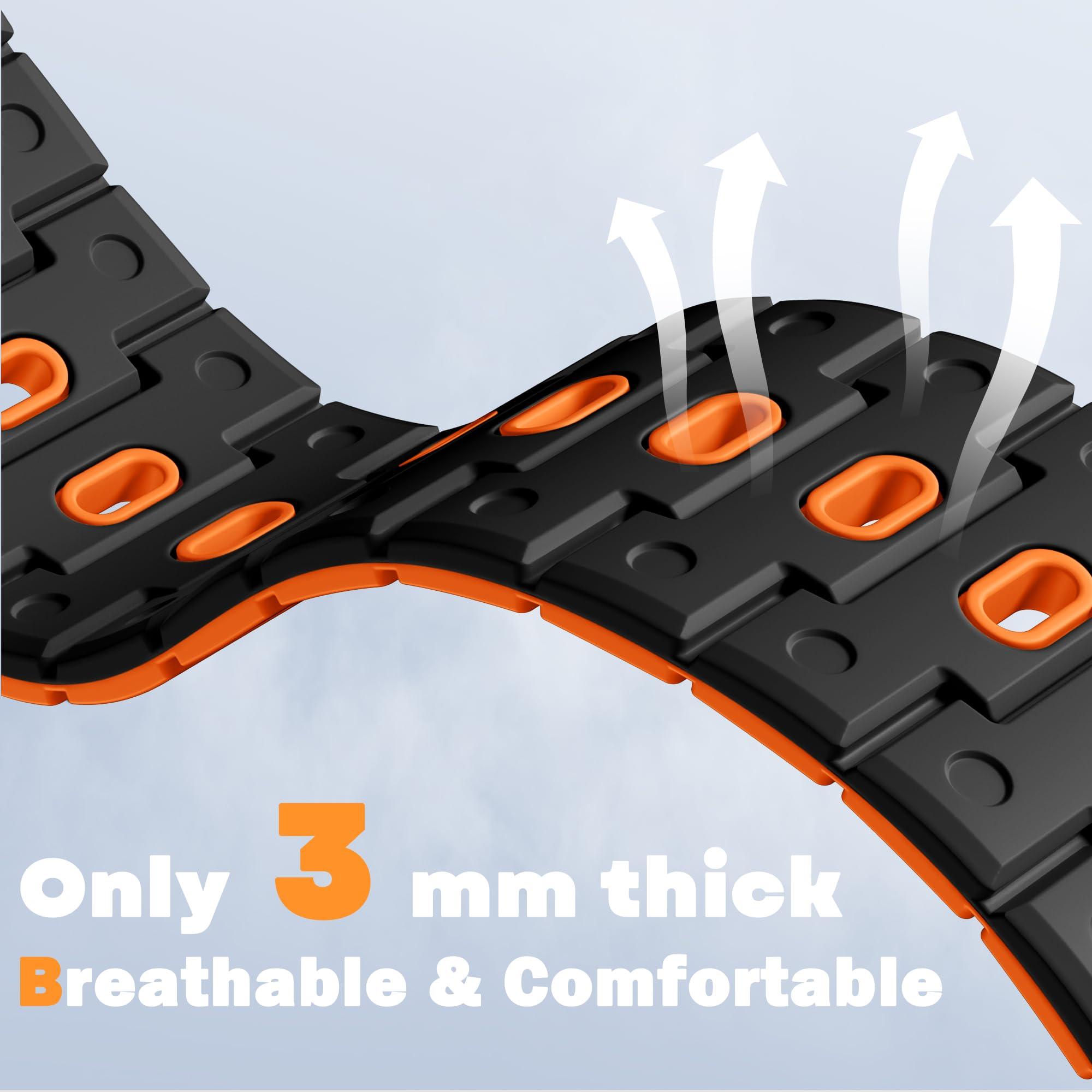 Bandletic Watchband Compatible with Samsung Galaxy Watch Ultra Bands 47mm for Women, Silicone Strong Magnet Wristbands Adjustable Sport Strap for Galaxy Watch Ultra Bands for Man, Black Orange - Image 4