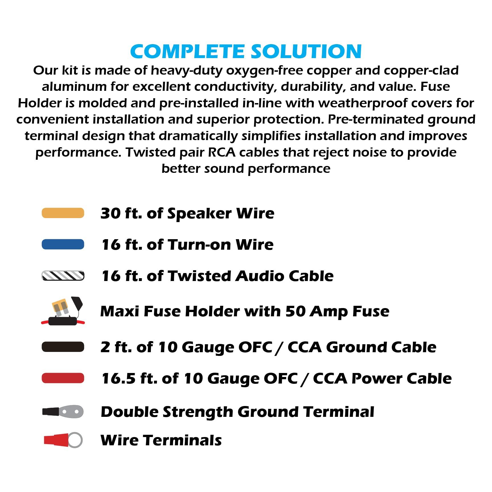 Scosche Install Centric ICAK10 True 10 Gauge Hybrid OFC High Current Amp/Subwoofer Wiring Kit | Complete 2-CH Car Amplifier Install Kit Twisted Pair Audio Cables, Speaker Wire, In-Line Fuse Holder - Image 3