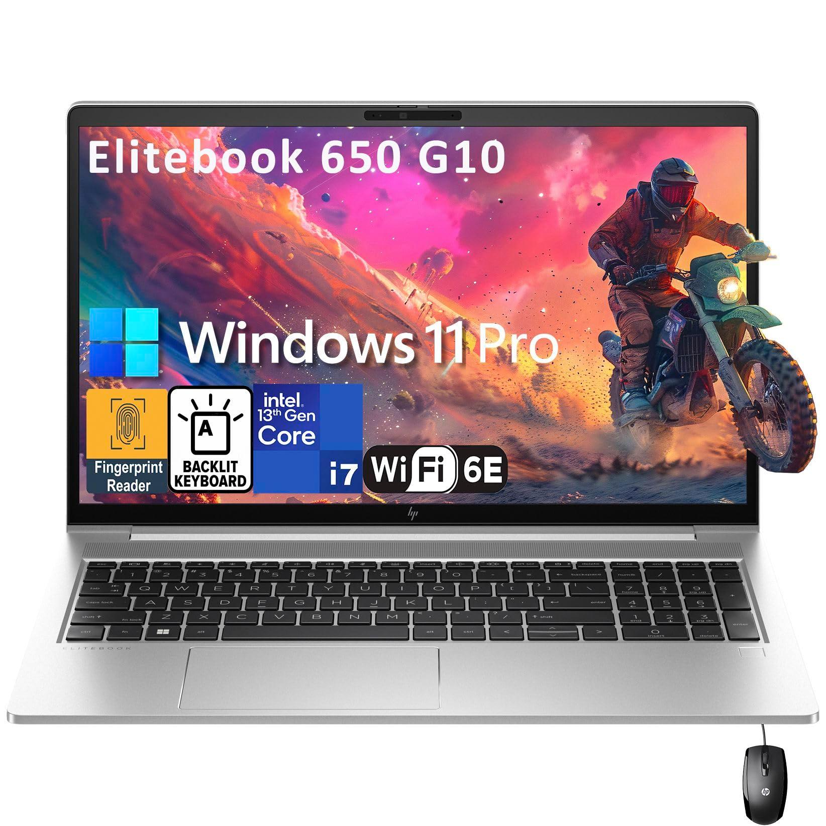 HP Elitebook 650 G10 15 15.6" FHD Business Laptop Computer, 13th Gen Intel 10-Core i7-1355U, 32GB DDR4 RAM, 1TB PCIe SSD, WiFi 6E, BT5.3, Backlit Keyboard, Fingerprint Reader, Windows 11 Pro, AZ-XUT