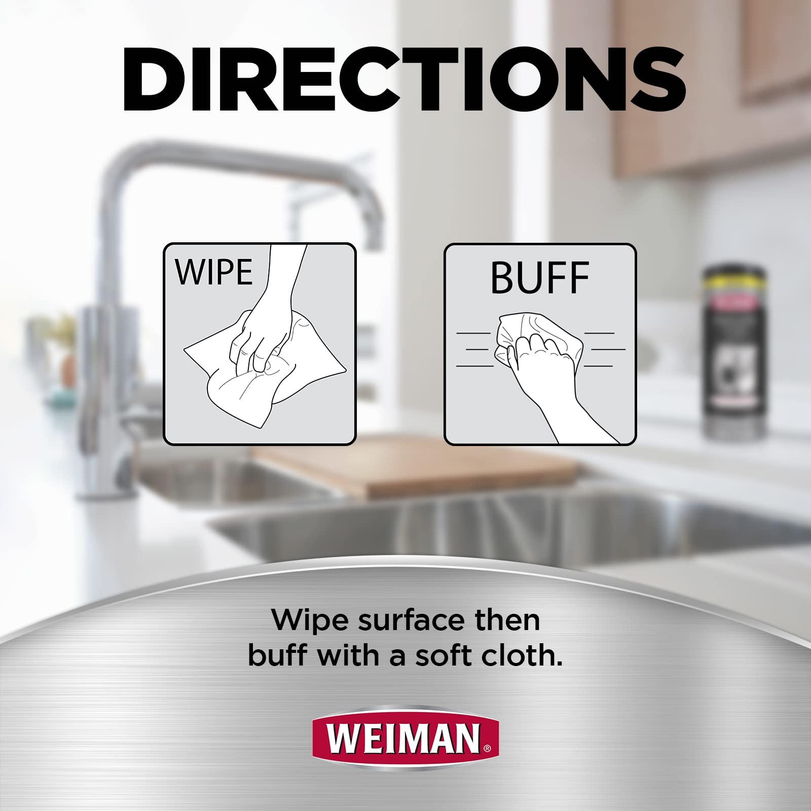 Weiman Stainless Steel Cleaner, 30 Count Cleaning Wipes, Removes Dirt, Grime, and Grease, No Streaks or Residue, Stainless Steel Polish for a Sparkling Clean and Shiny Surface, Cleaning Supplies - Image 4