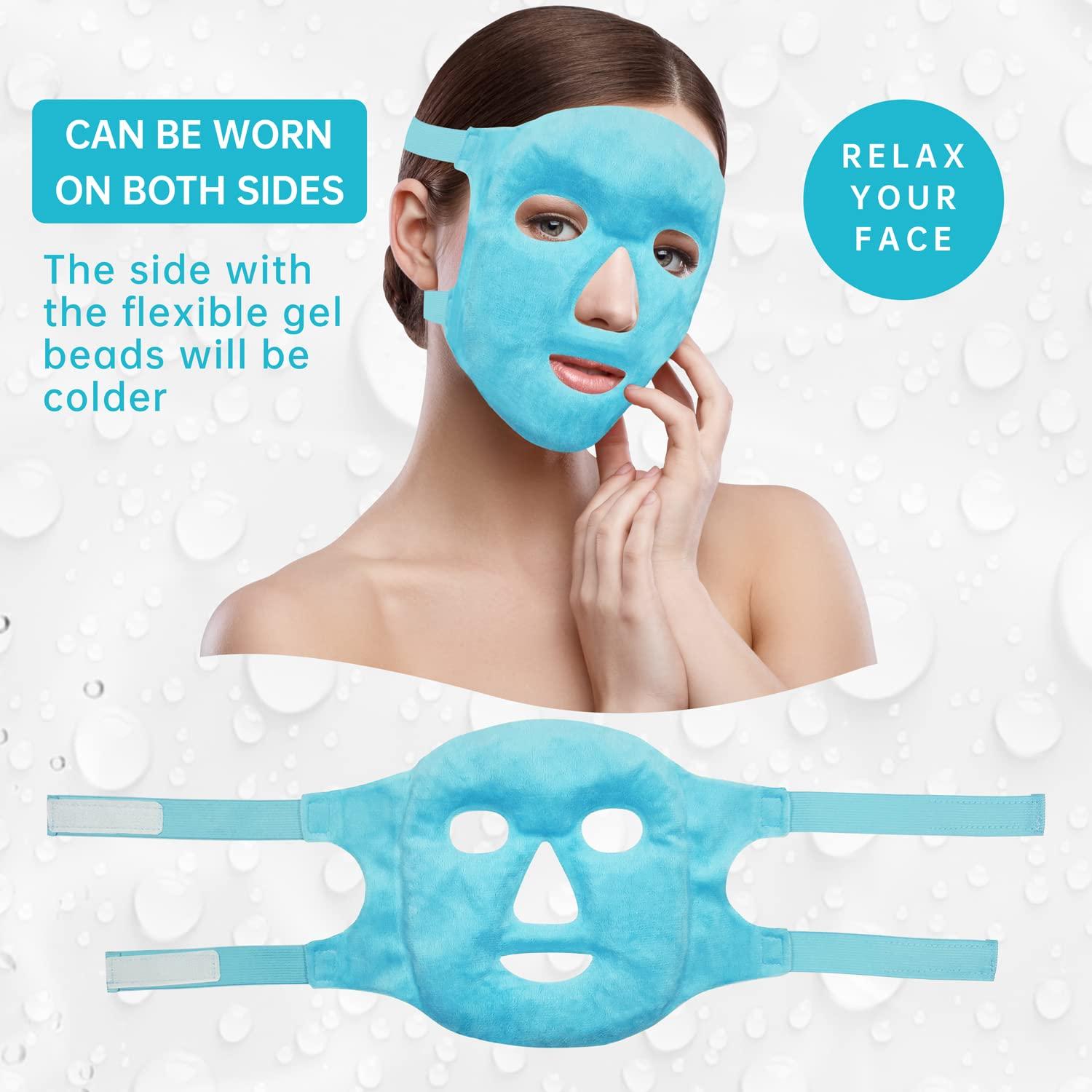 ZNÖCUETÖD Cold Face Eye Mask Ice Pack Reduce Facial Puff, Dark Circles, Gel Beads Hot Heat Cold Compress Pack, Face SPA for Woman Sleeping, Pressure, Headaches, Skin Care, Post Laser Care[Blue] - Image 6