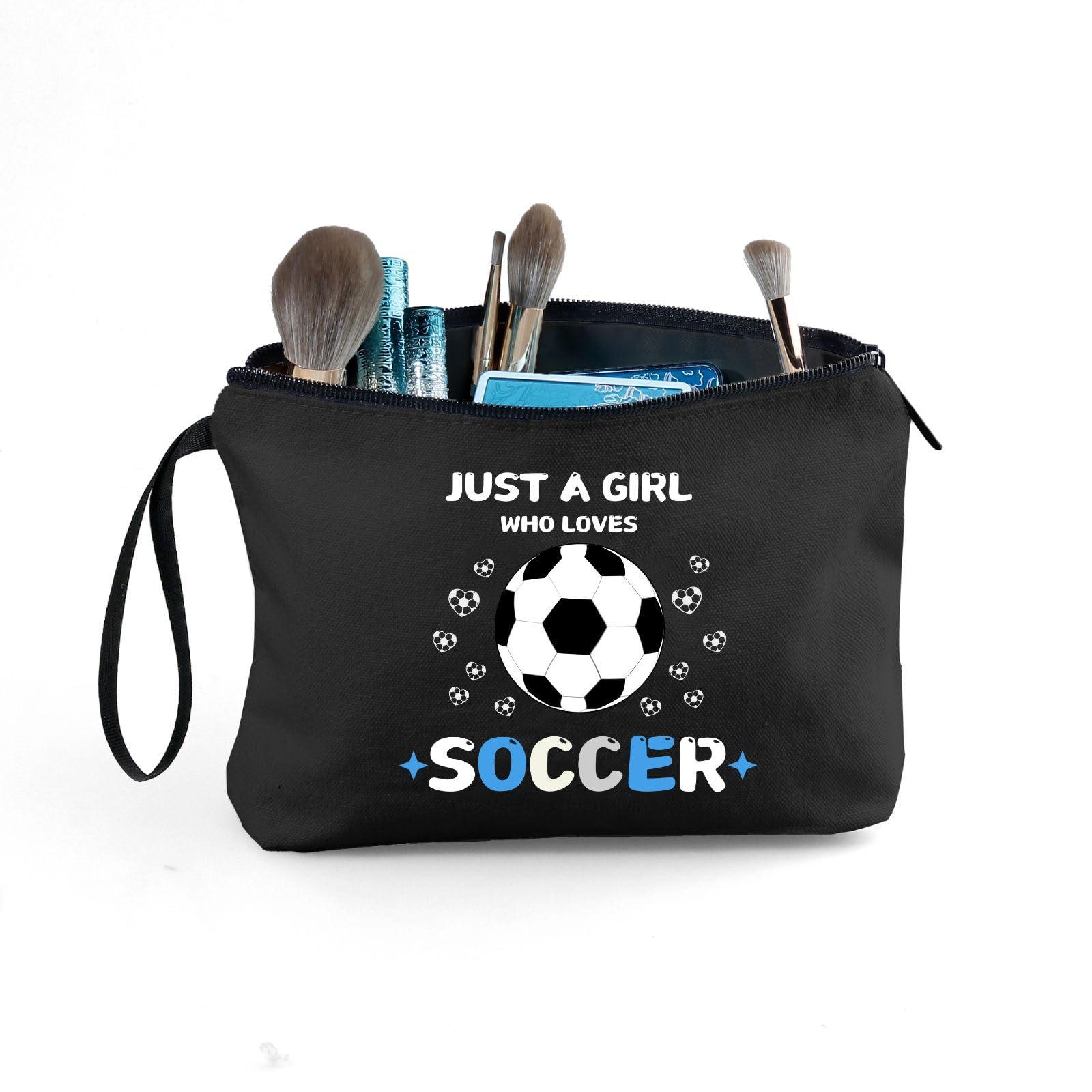 ARIOSEY Soccer Cosmetic Makeup Bag, Soccer Gifts for Girls, Travel Organizer, Multifunctional Cosmetic Bag, Black - Image 7