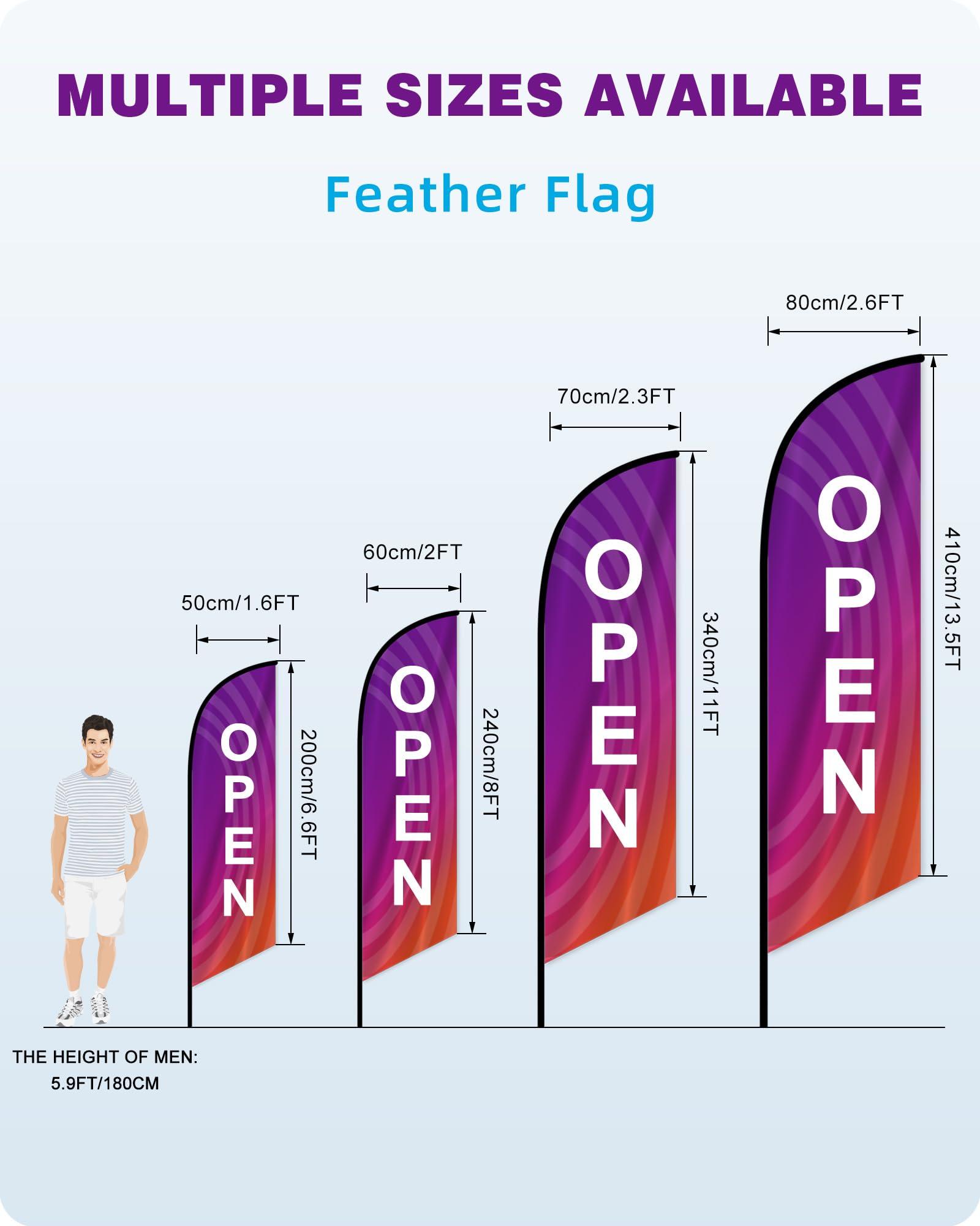 Custom Advertising Feather Flags for Business Outside, Personalized Single/Double Sided Feather Banner Flags with Text Logo, Customized Open Swooper Flag (50200cm/1.66.6FT) - Image 3