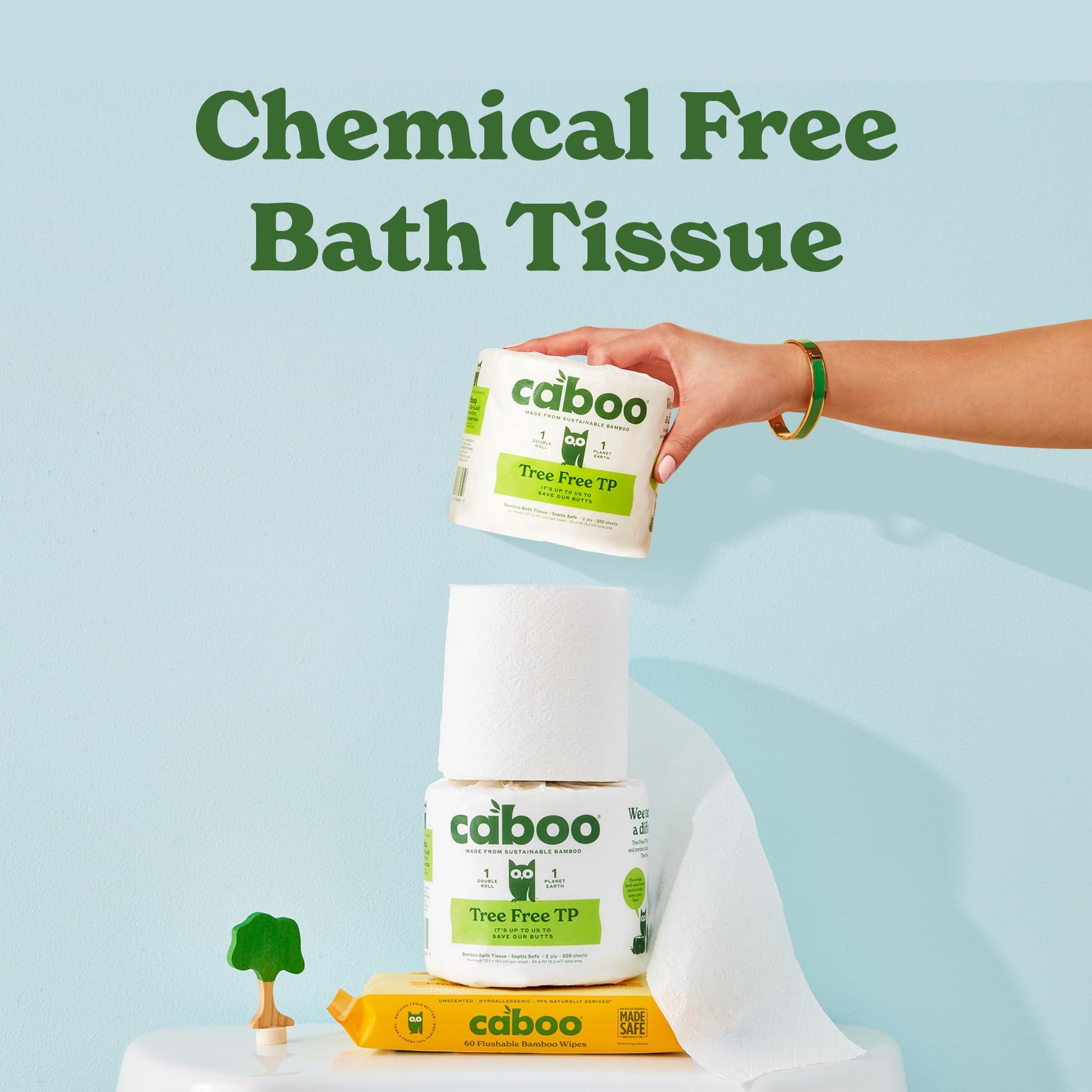 Caboo Tree Free Toilet Paper, Septic Safe Bath Tissue, Quick Dissolving 2 Ply Sheets - 300 Sheets Per Roll, 9 Double Rolls - Image 5