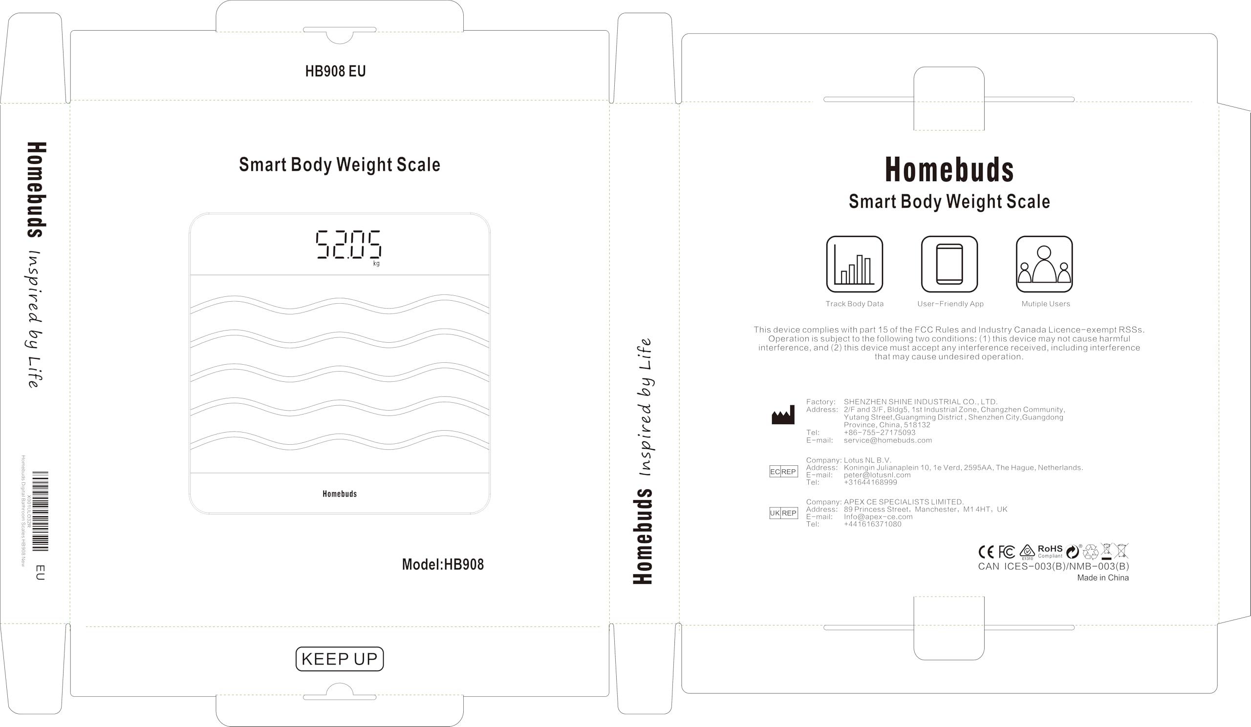 Homebuds 600lb Digital Bathroom Scale for Body Weight and BMI Via Smart APP, High Accuracy in 0.1lb Assured by Weighing Professional Since 2001, 8mm Tempered Glass, Extra Large LED Display, Black - Image 10