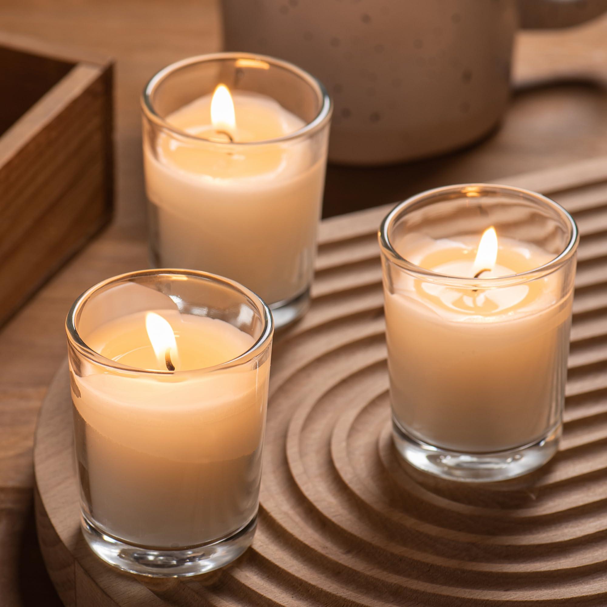 Housecret 36 Pack Warm White Unscented Clear Glass Filled Votive Candles. Hand Poured Wax Candle Ideal Gifts for Aromatherapy Spa Weddings Birthdays Holidays Party - Image 7