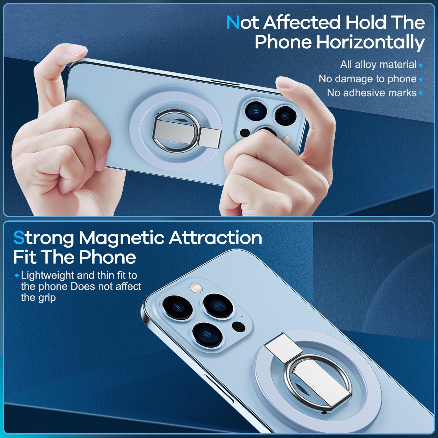 Lokyoo Magnetic Phone Ring Holder for MagSafe, Magnet Finger Ring Grip Stand Holder, Compatible with iPhone, and Smartphones, MagSafe Accessories-Blue - Image 4