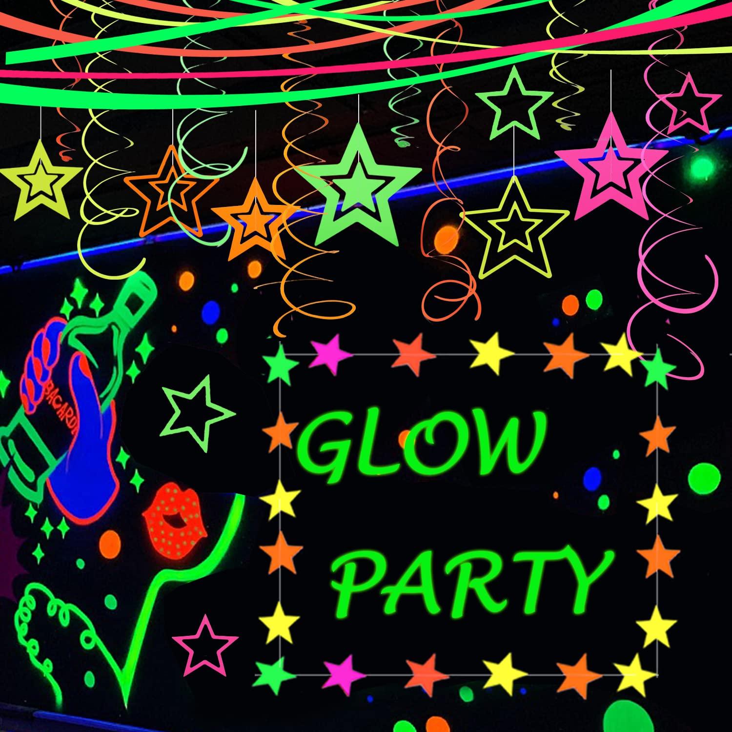 540feet Paper UV Neon Garland Neon Streamers Glow in The Dark Neon Party Supplies and Decorations Glow in The Dark Streamers Blacklight Reactive Fluorescent Black Light Party Kit for Birthday Wedding - Image 3