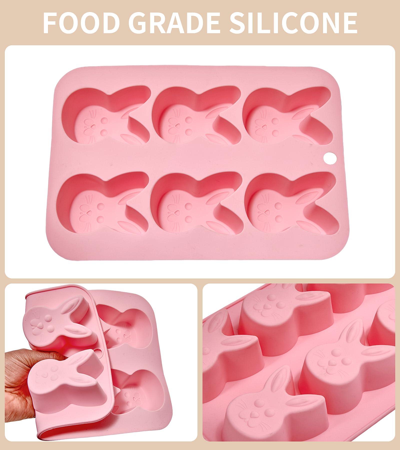 Bunny Molds Easter Silicone Molds for Chocolate, 2 Pack Easter Bunny Muffin Brownie Pan for Baking, Jello Candy Molds Easter Soap Molds for Hot Chocolate Bombs Ice Cube Candle - Image 3