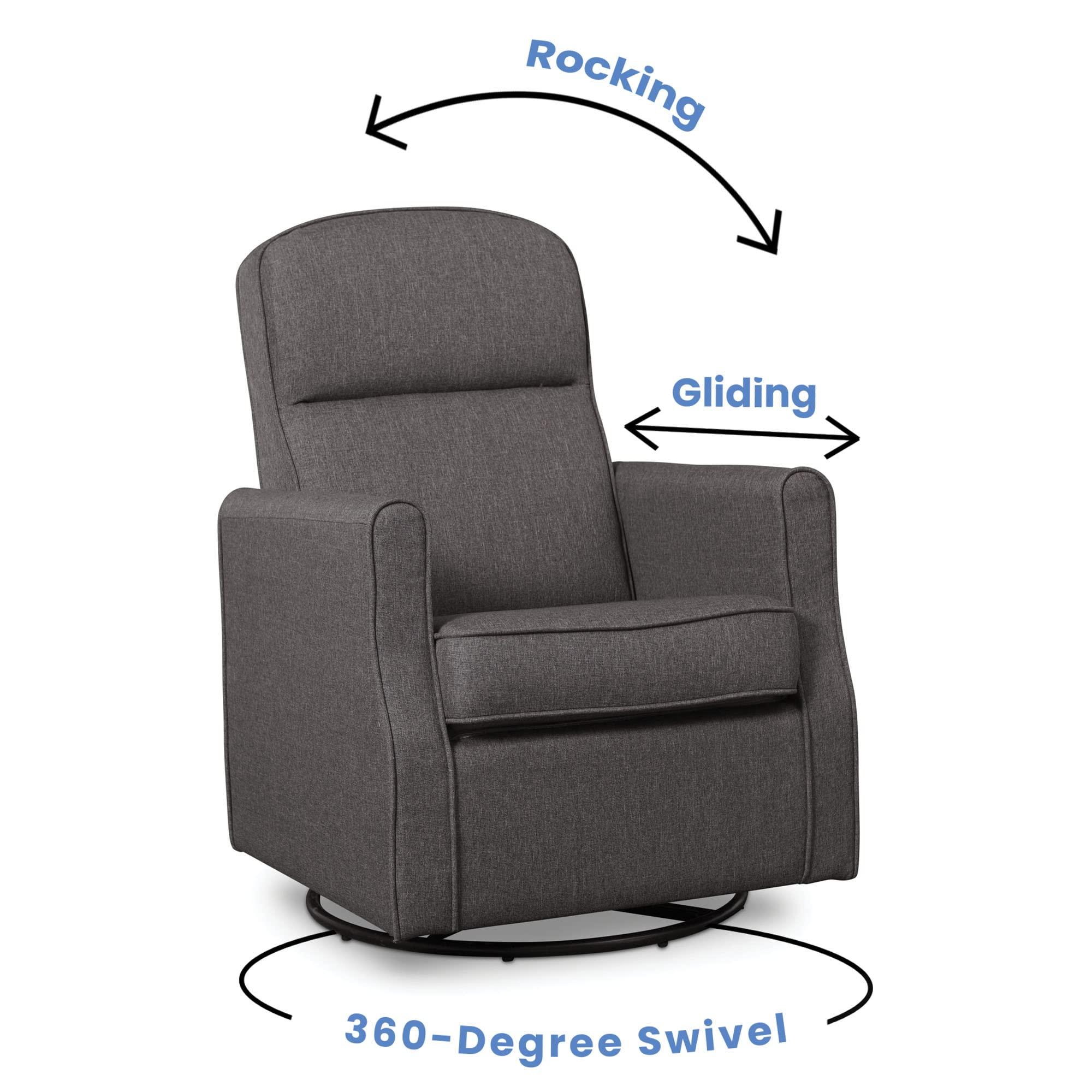 Delta Children Blair Slim Nursery Glider Swivel Rocker Chair, Charcoal - Image 7