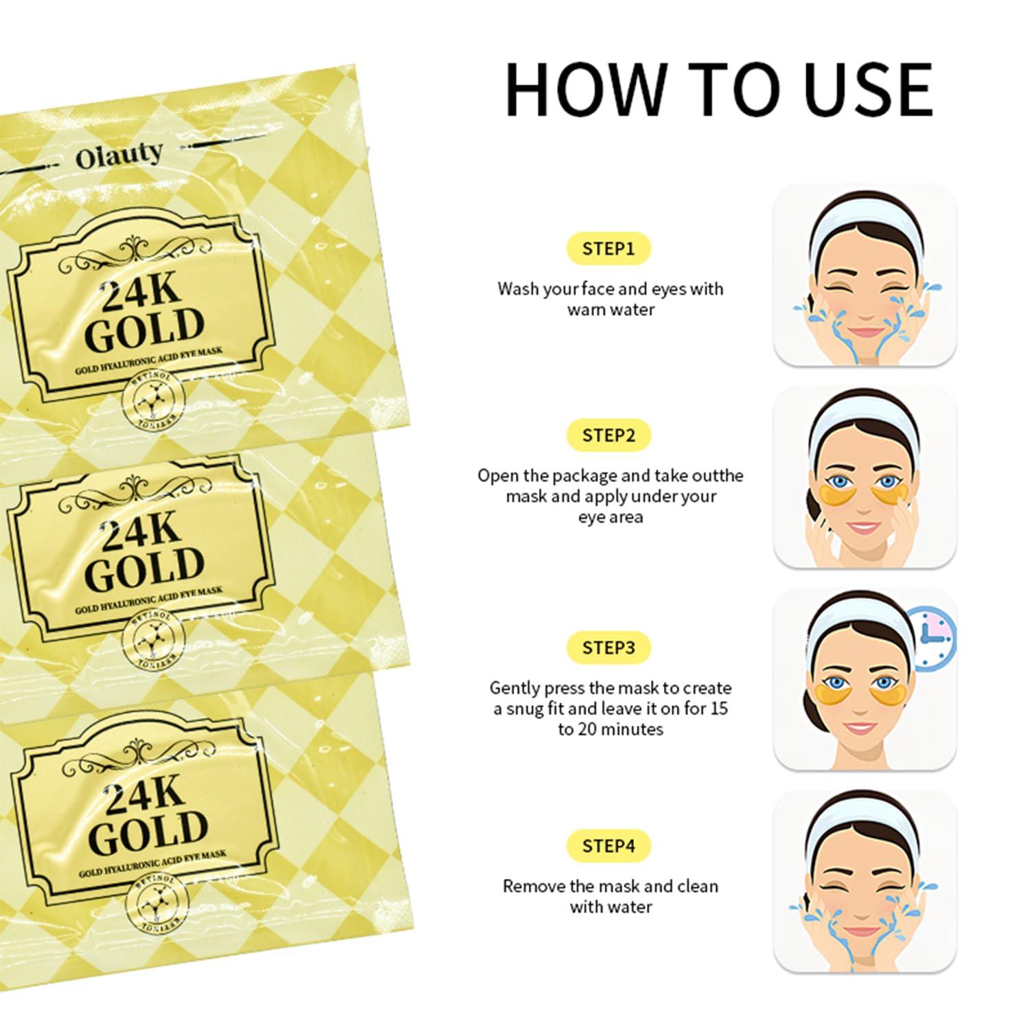 24k Golden Glow Under Eye Patches (30 Pairs Eye Gels), Collagen Eye Masks for Dark Circles and Puffiness, Bags, Relieves Pressure and Reduces Wrinkles, Refreshes Your Skin, Beauty & Personal Care - Image 7