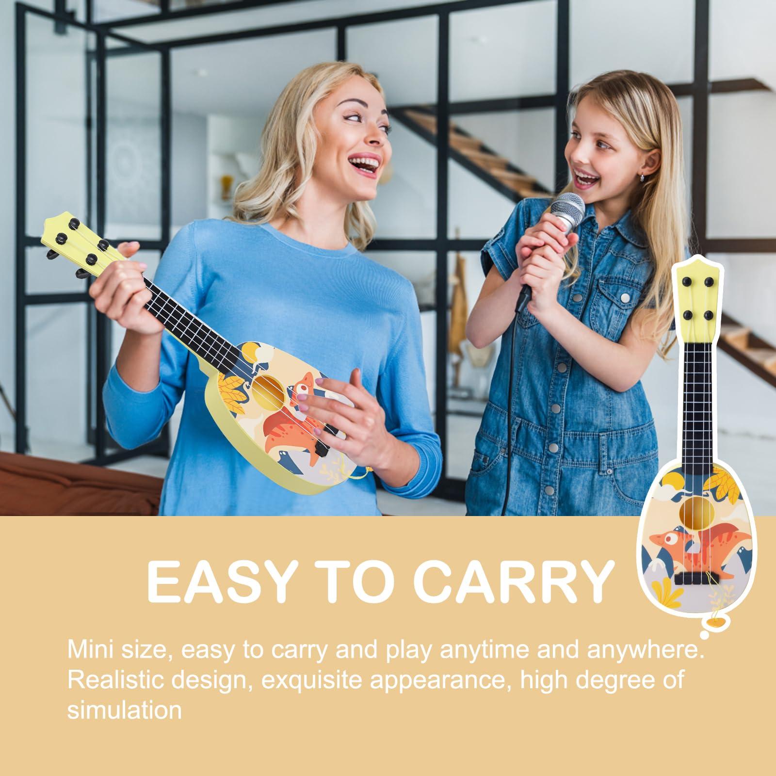 YOLOPLUS+ Kids Toy Ukulele, Kids Guitar Musical Toy,17 Inch 4 Steel Strings, with Pick, Kids Play Early Educational Learning Musical Instrument Gift for Preschool Children (17 inch Yellow Color) - Image 4