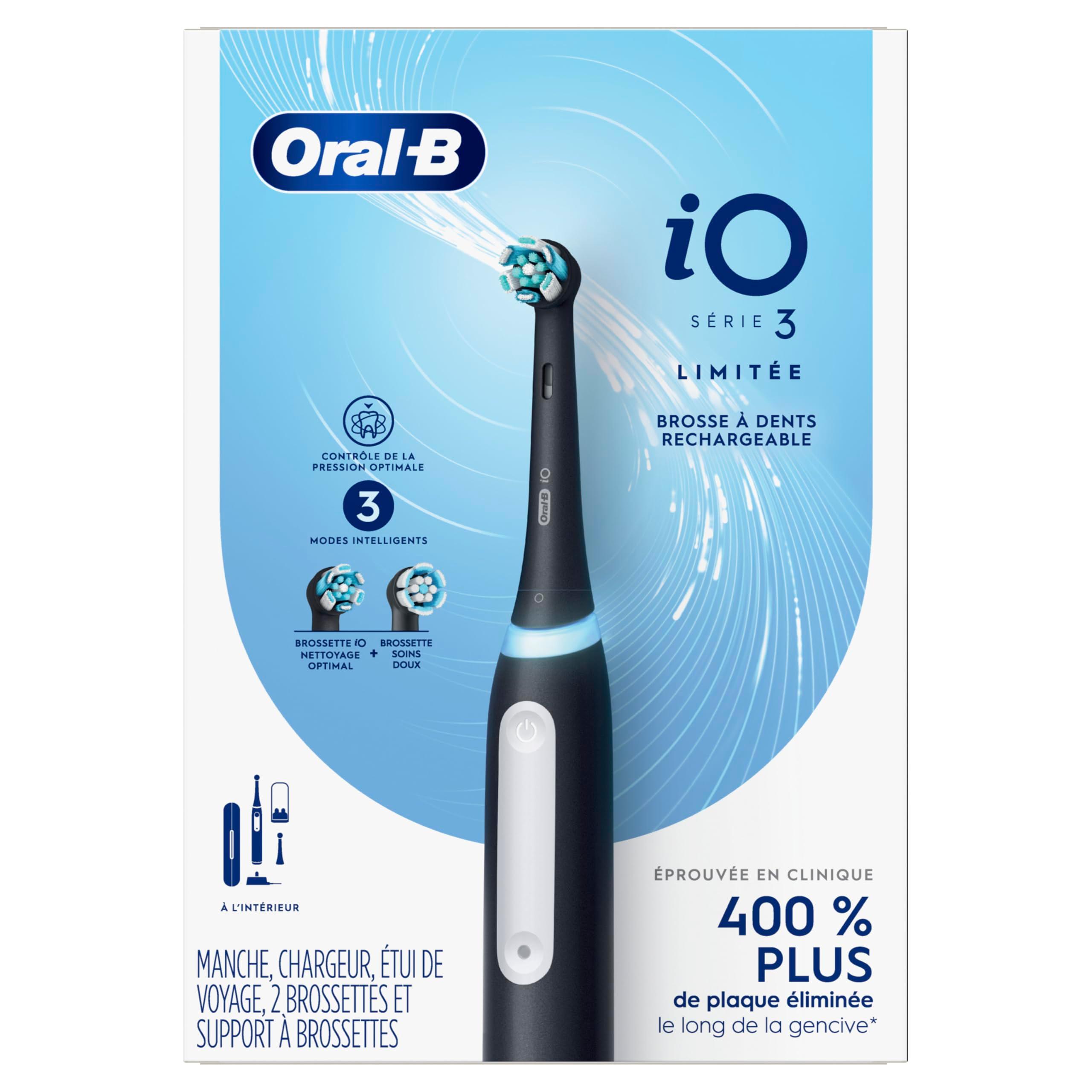 Oral-B iO Deep Clean Rechargeable Electric Powered Toothbrush, Black with iO Series 3 Limited, 2 Brush Heads and Travel Case - Pressure Sensor to Protect Gums - 3 Cleaning Settings - 2 Minute Timer - Image 10