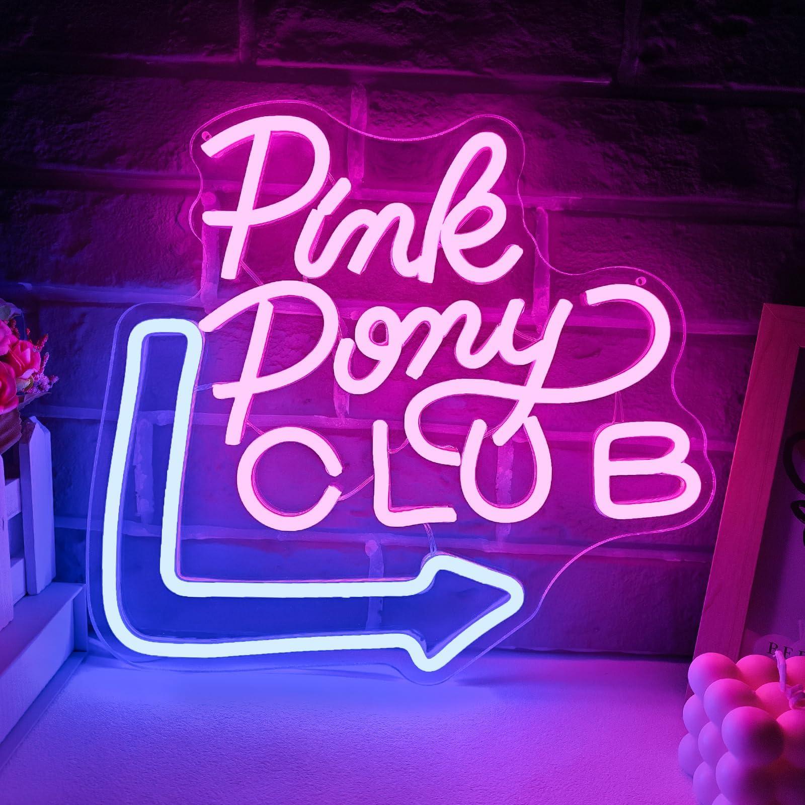Pink Neon Cowgirl Sign for Wall Decor, Dimmable LED Pony Club Neon Lights for Bedroom, Party, Pub, Christmas Gifts