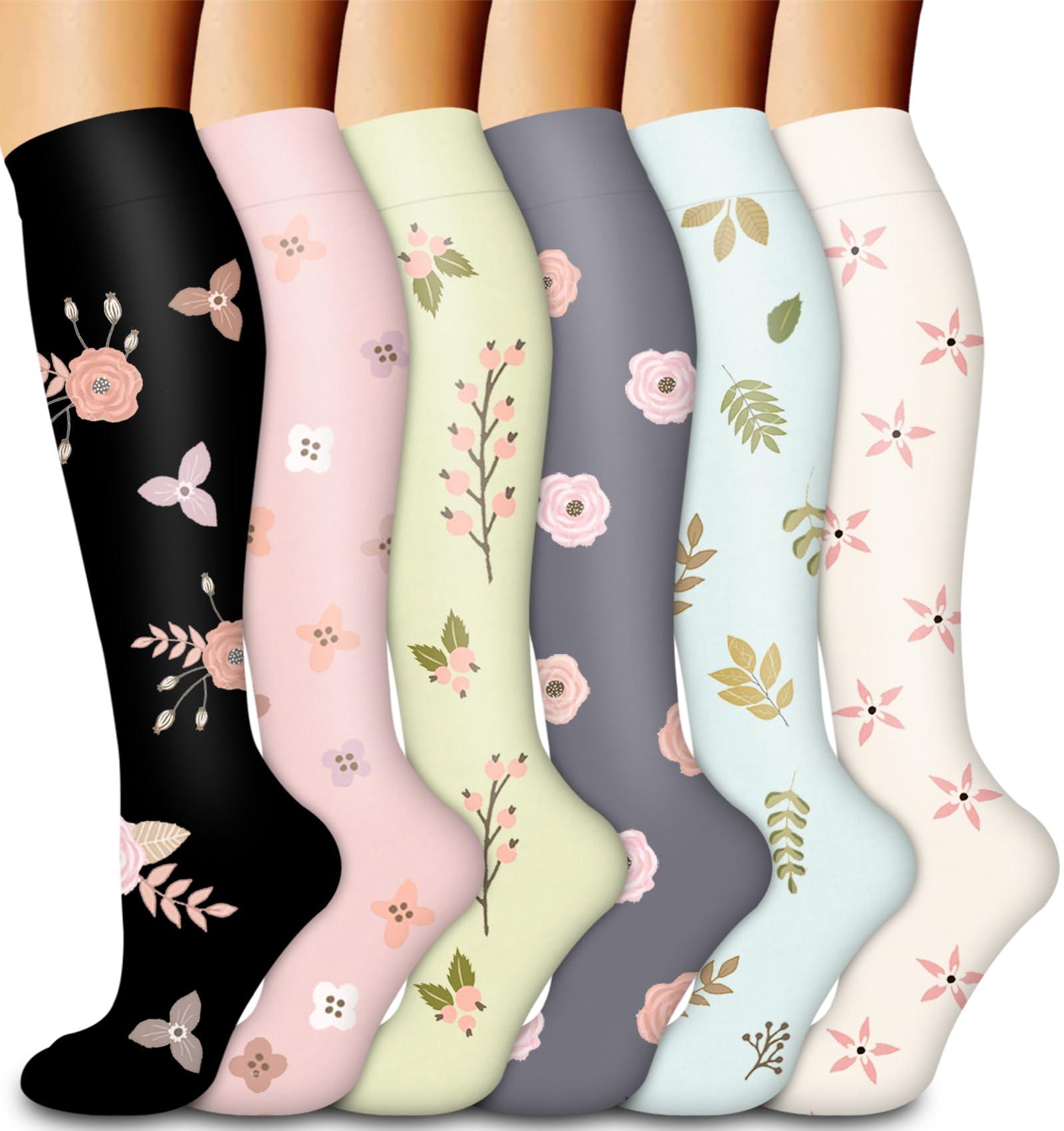 Laite Hebe Compression Socks for Women & Men Circulation(6 pairs)-Graduated Supports Socks for Running, Athletic Sports