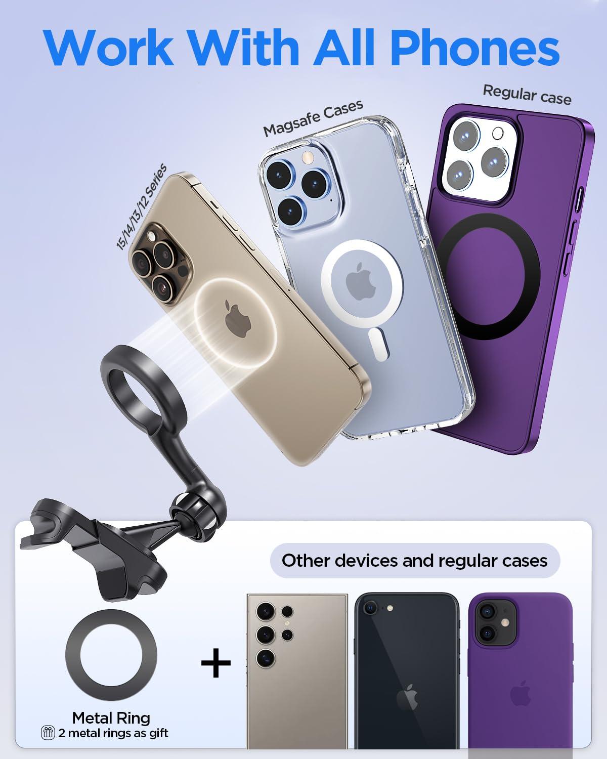 Lionora Tesla Phone Mount, Tesla Model 3 Y Accessories, Car Magnet Phone Mount, Mag-Safe Car Mount Fit for iPhone 16/15/14/13/12 & All Smartphones, Tesla Model 3 Y Accessories 2021 2022 - Image 6
