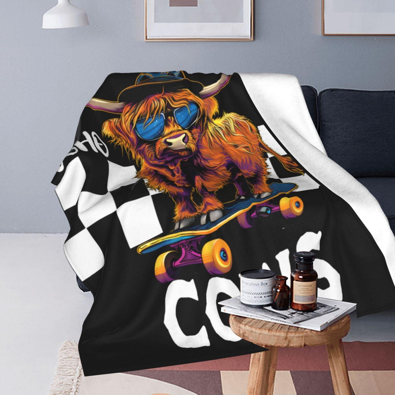 Just A Boy Who Love Cows Blanket Funny Highland Cows Decor Throw Blanket Gifts for Girls Boys Super Warm Soft Plush Fleece Flannel Cattle Blanket Couch Bedding Blanket for Adults Kids Women 50"X40" - Image 6