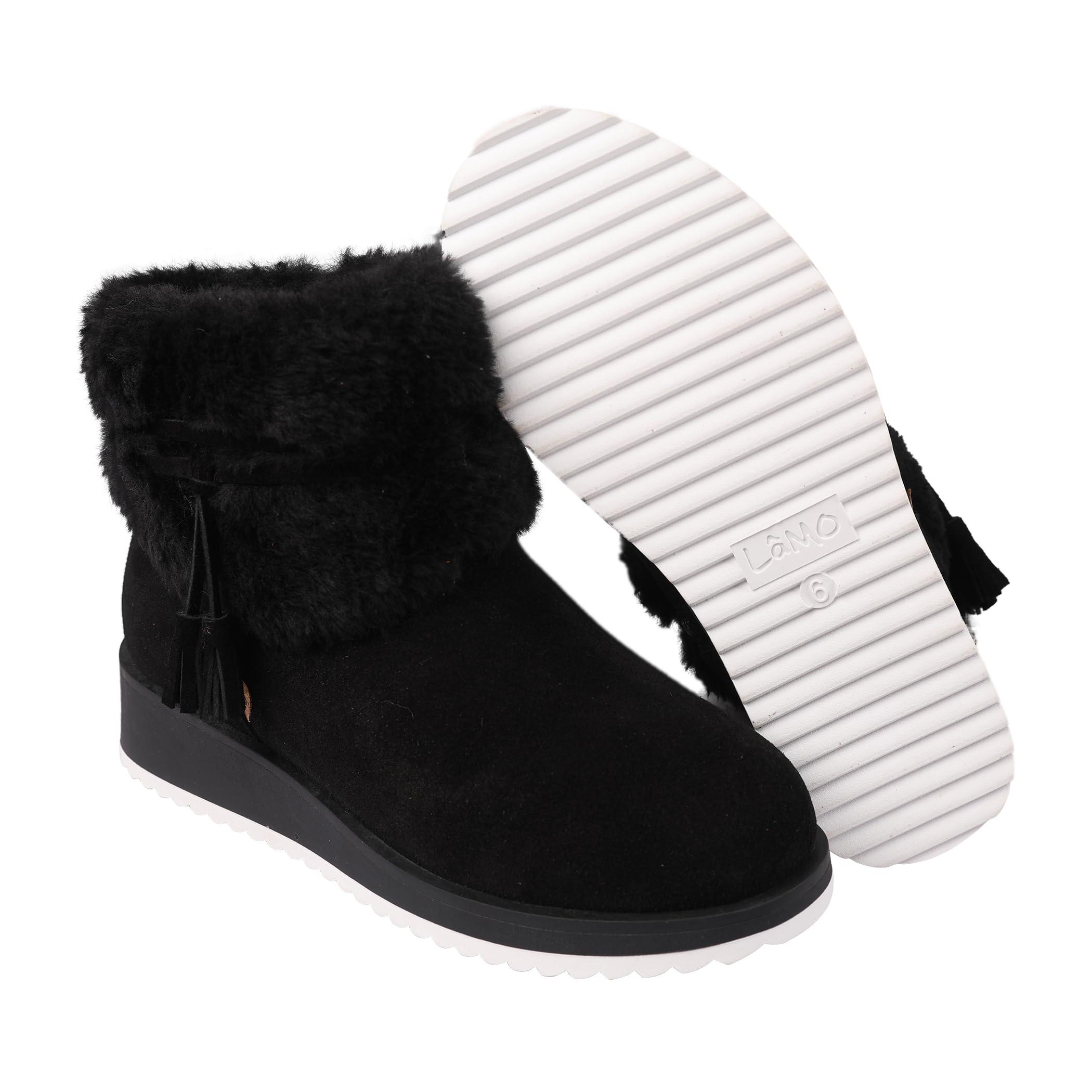 Lamo Women's Bailee Wedge Boots with Zipper For Women- Stylish Suede Boots with Faux Rabbit Fur Collar, NeverWet Water and Stain Resistance, Premium Faux Fur Lining, 1.5" Heel - Image 7