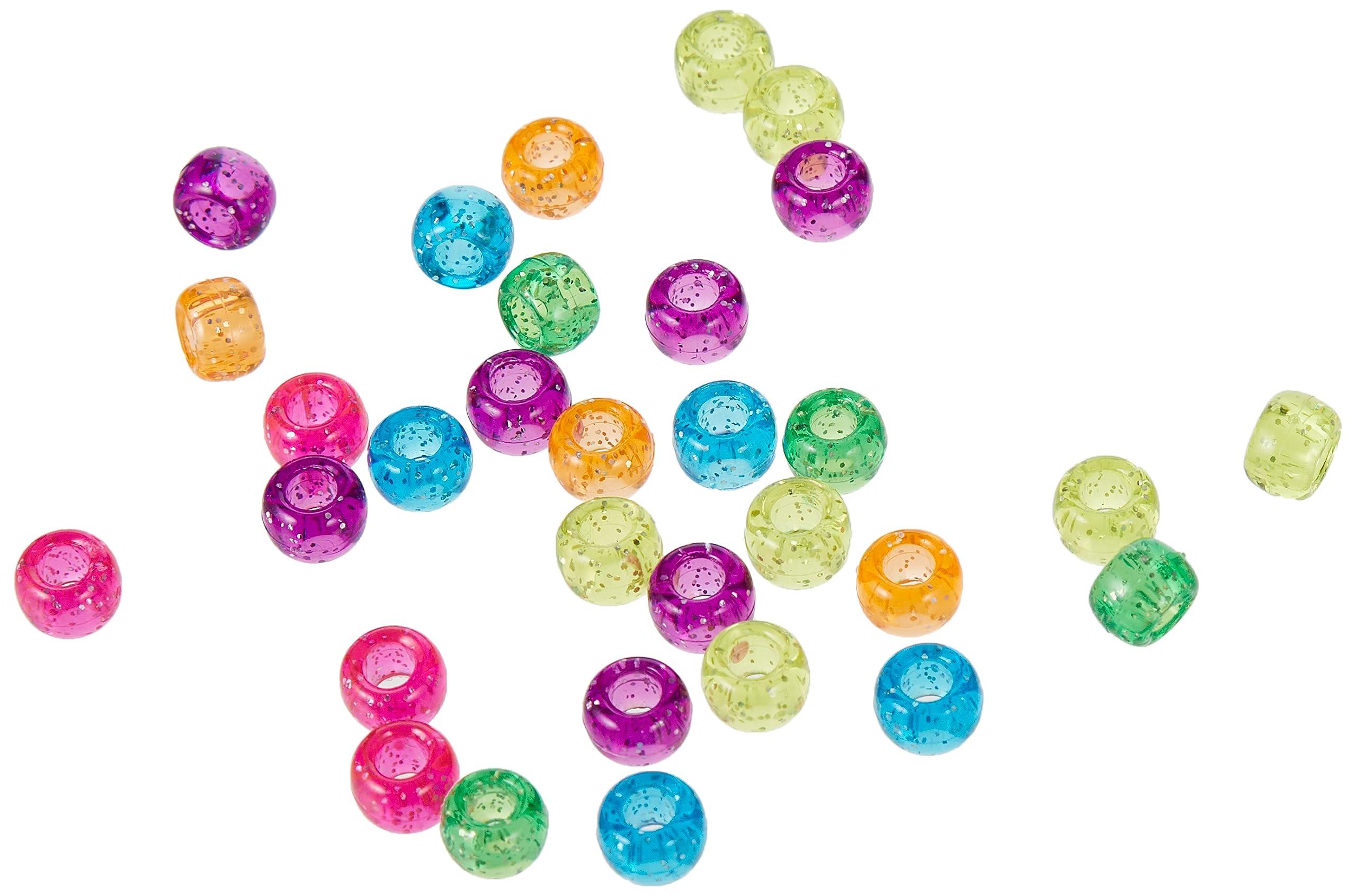 Hygloss Products Bucket O’Beads - Plastic Pony Bead Assortment for Crafts, Jewelry, Keychains and More - Reusable Container - Glitter Jelly Assorted Colors - 6x9 mm - 1,000 Pcs,6892 - Image 4