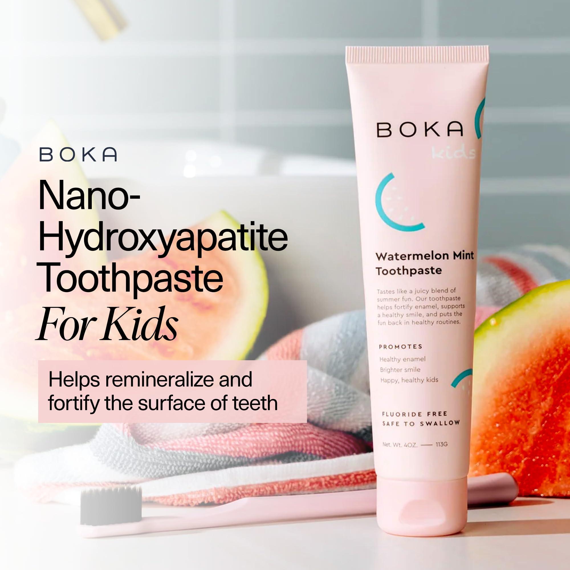Boka Fluoride Free Toothpaste Nano Hydroxyapatite, Helps Remineralize, Appropriate for Sensitive Teeth, Whitening - for Adult, Kids Oral Care - Watermelon Mint Flavor, 4oz 1Pk - US Manufactured - Image 2