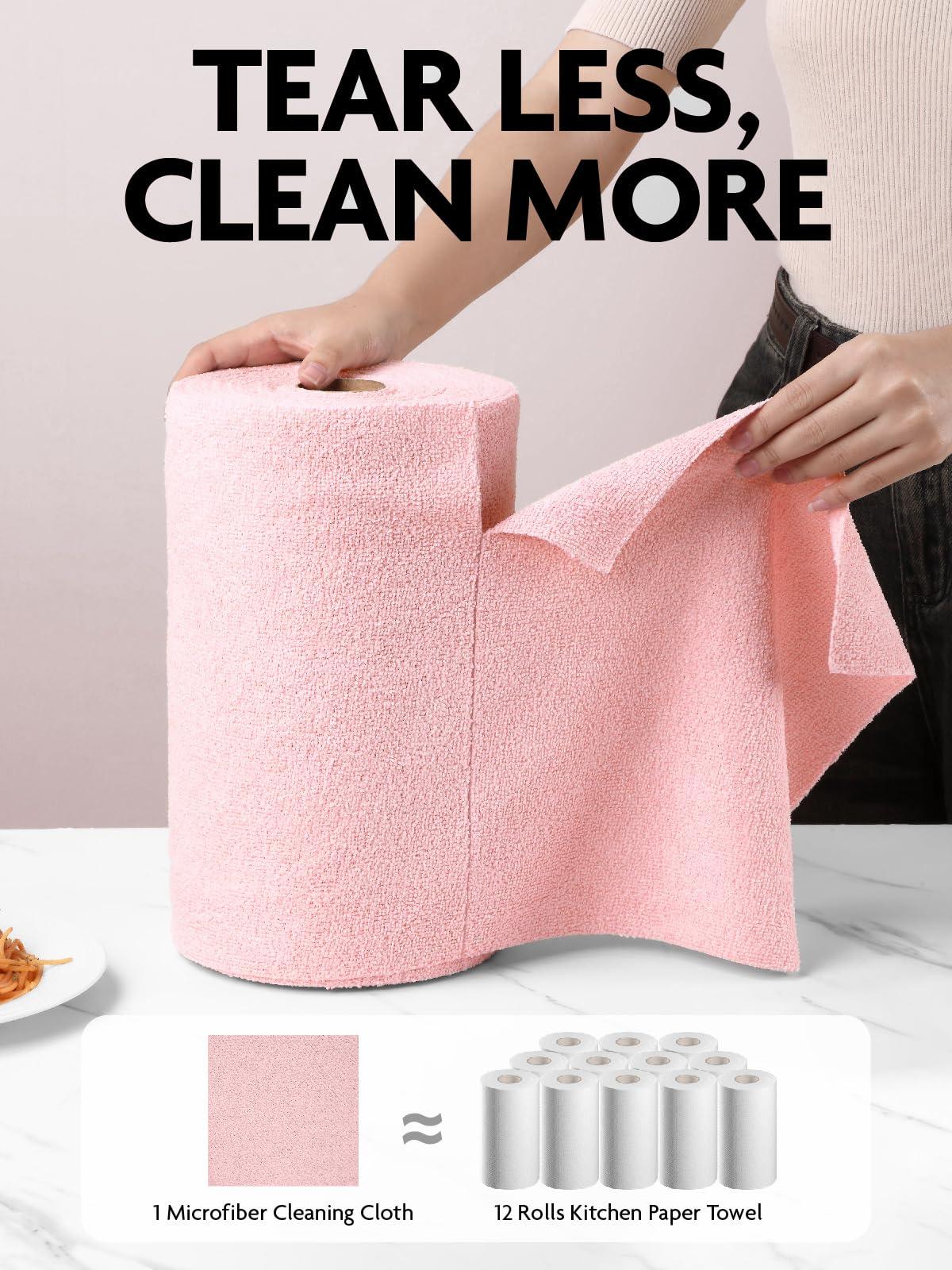 Fantasticlean Microfiber Cleaning Cloth Roll -75 Pack, Tear Away Microfiber Towels, 12" x 12", Reusable, Washable, Scratch Free, Ultra Absorbent Dish Rags for Car, Home, Garage or Shop (Pink) - Image 3