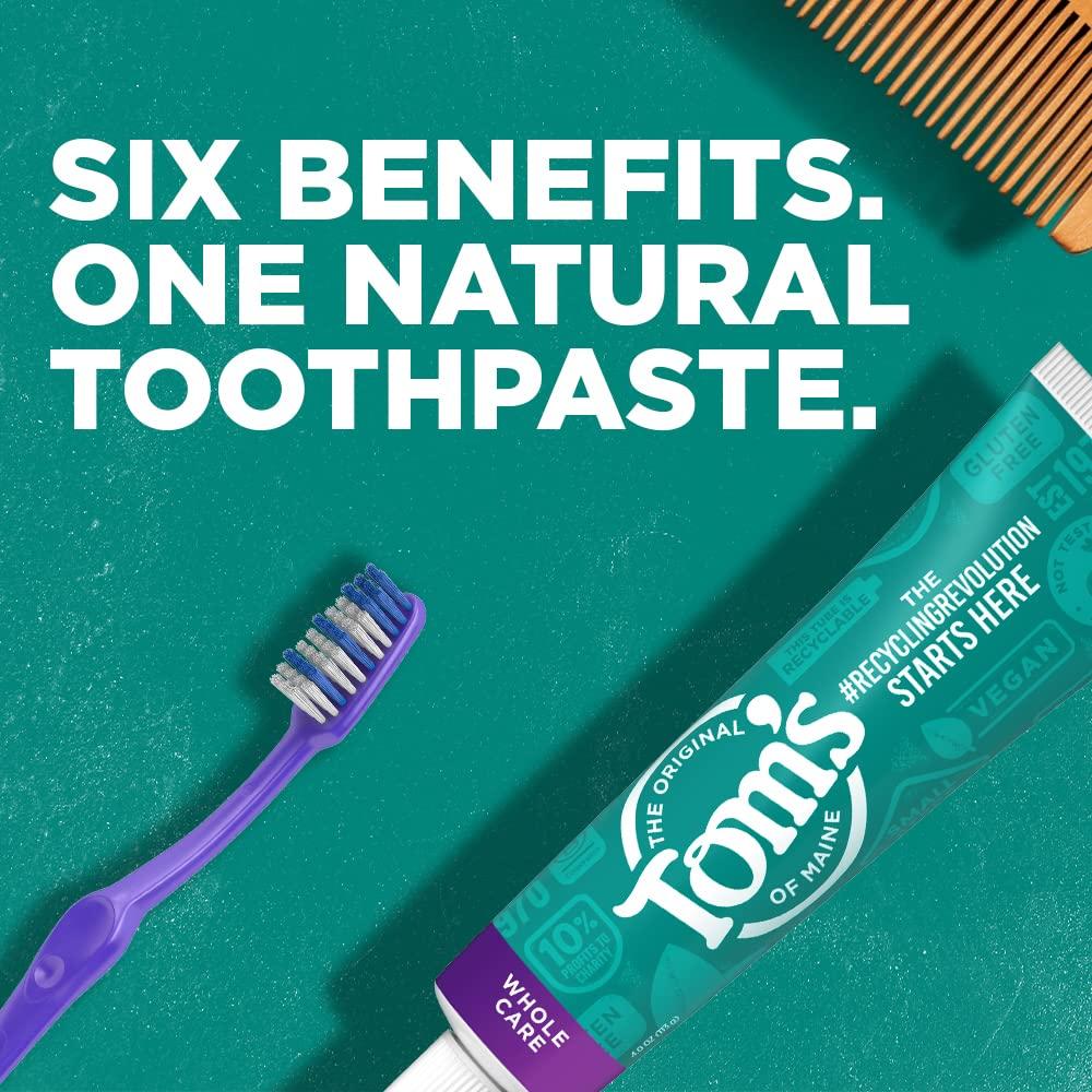Tom's of Maine Whole Care Natural Toothpaste with Fluoride, Peppermint, 4 oz. 3-Pack (Packaging May Vary) - Image 3