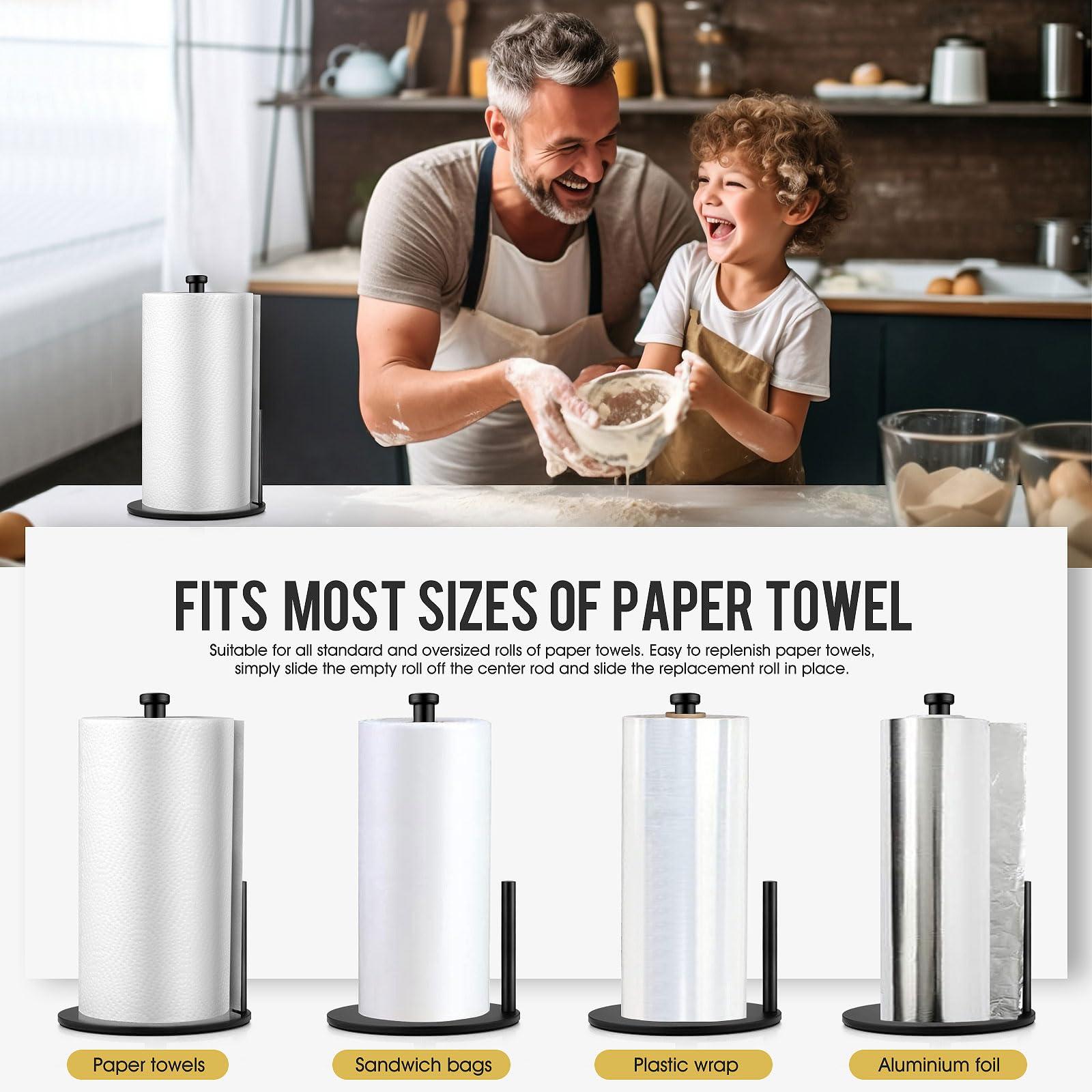 Black Paper Towel Holder, Countertop Paper Towel Holder, Steady Paper Roll Holder, Weighted Paper Towel Stand for Kitchen Bathroom - Image 6