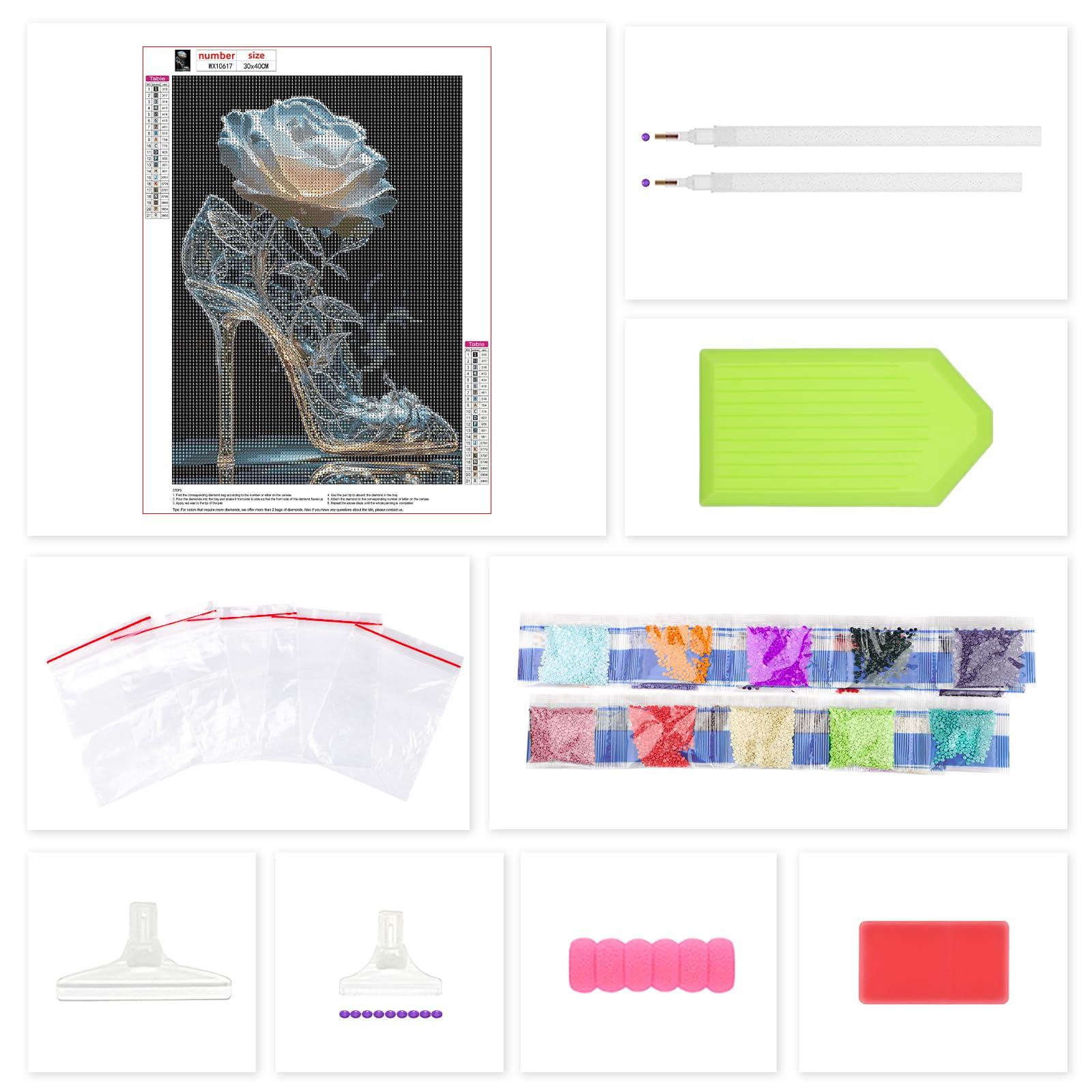 Lxmsja High Heel Diamond Art Kits for Adults, Flower DIY Full Drill Diamond Painting Kits for Beginners, 5D Gem Art Crafts for Adults, Home Wall Decor 12x16 inch - Image 5