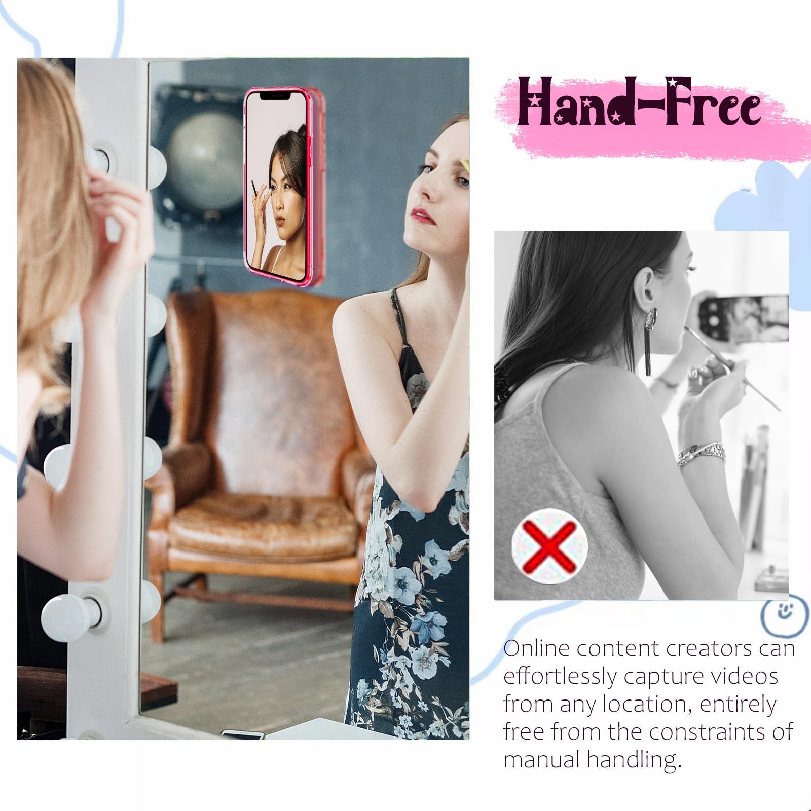 LvShuLiangPin Silicone Suction Phone Case Mount, Silicon Adhesive Phone Accessory for Smartphones, Hands-Free Mirror Shower Phone Holder for Selfies, Tiktok Videos (Rose) - Image 5