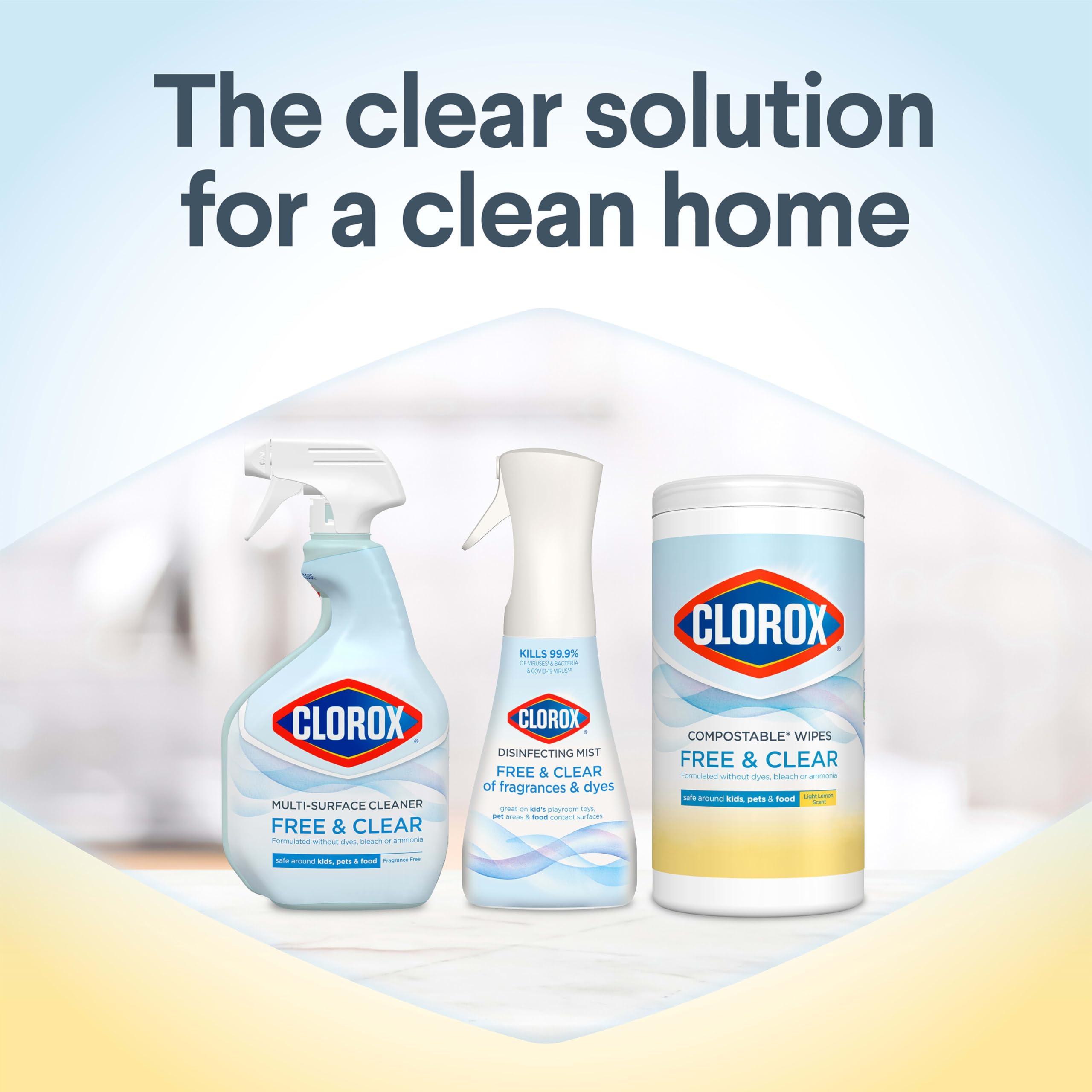 Clorox Free & Clear Compostable Cleaning Wipes, Light Lemon Scent, 75 Count, Pack of 3 (Pack May Vary) - Image 11