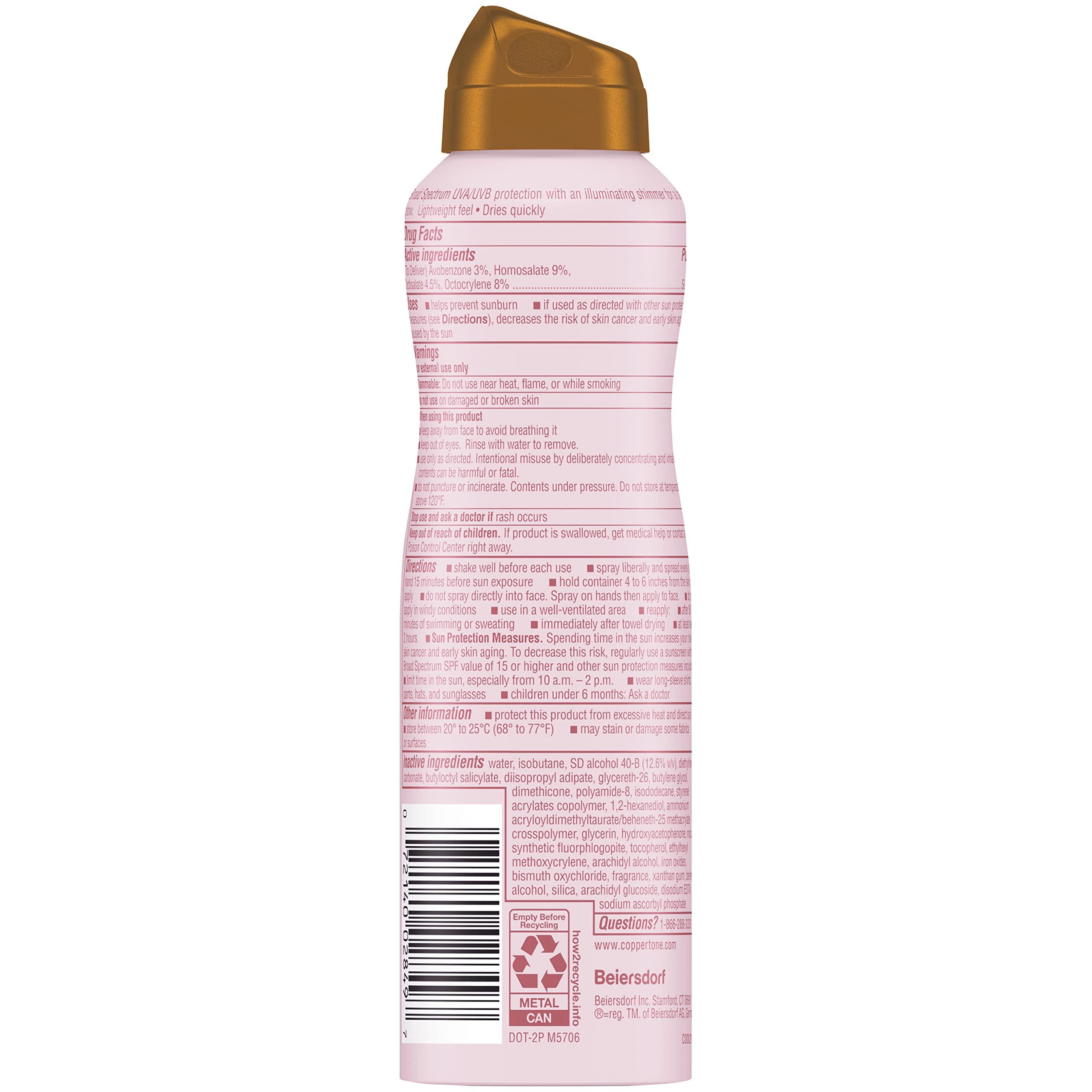Coppertone Glow with Shimmer Sunscreen Spray, Water Resistant, Broad Spectrum SPF 30, 5 Oz Spray - Image 11