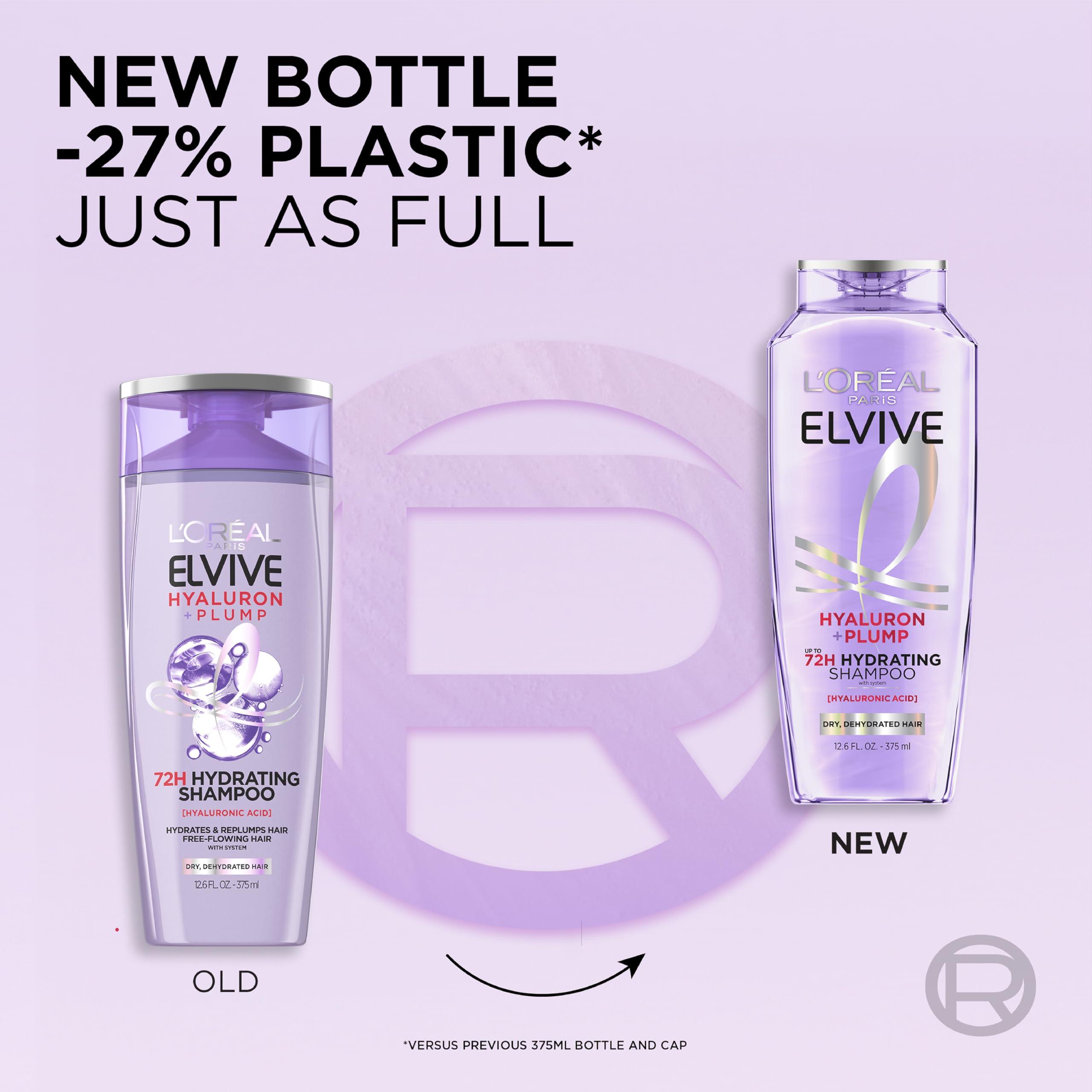 L'Oreal Paris Elvive Hyaluron Plump Hydrating Shampoo for Dehydrated, Dry Hair Infused with Hyaluronic Acid Care Complex, Paraben-Free, 12.6 Fl Oz - Image 5
