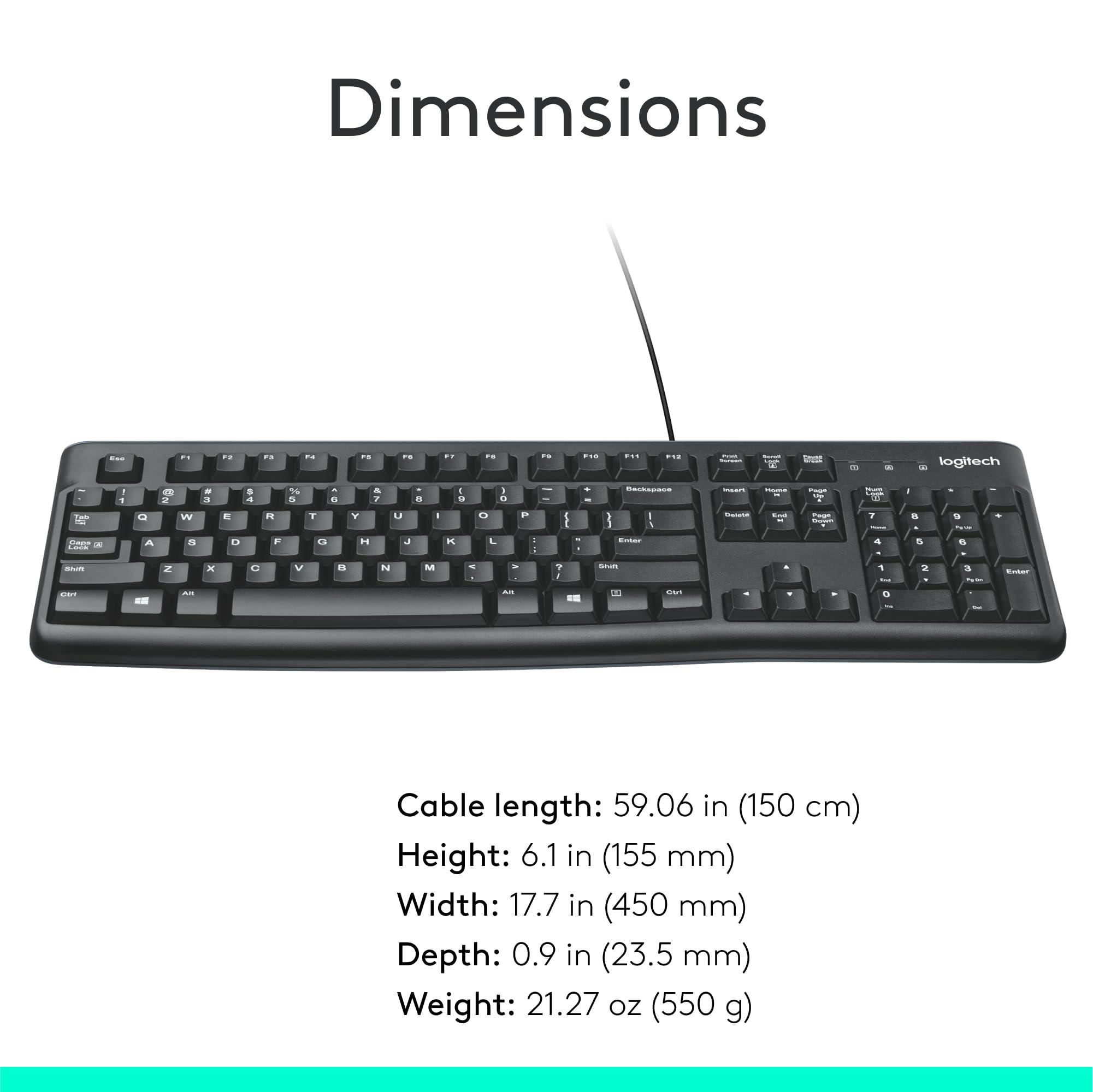 Logitech K120 Wired Keyboard for Windows, Plug and Play, Full-Size, Spill-Resistant, Curved Space Bar, Compatible with PC, Laptop - Black - Image 9