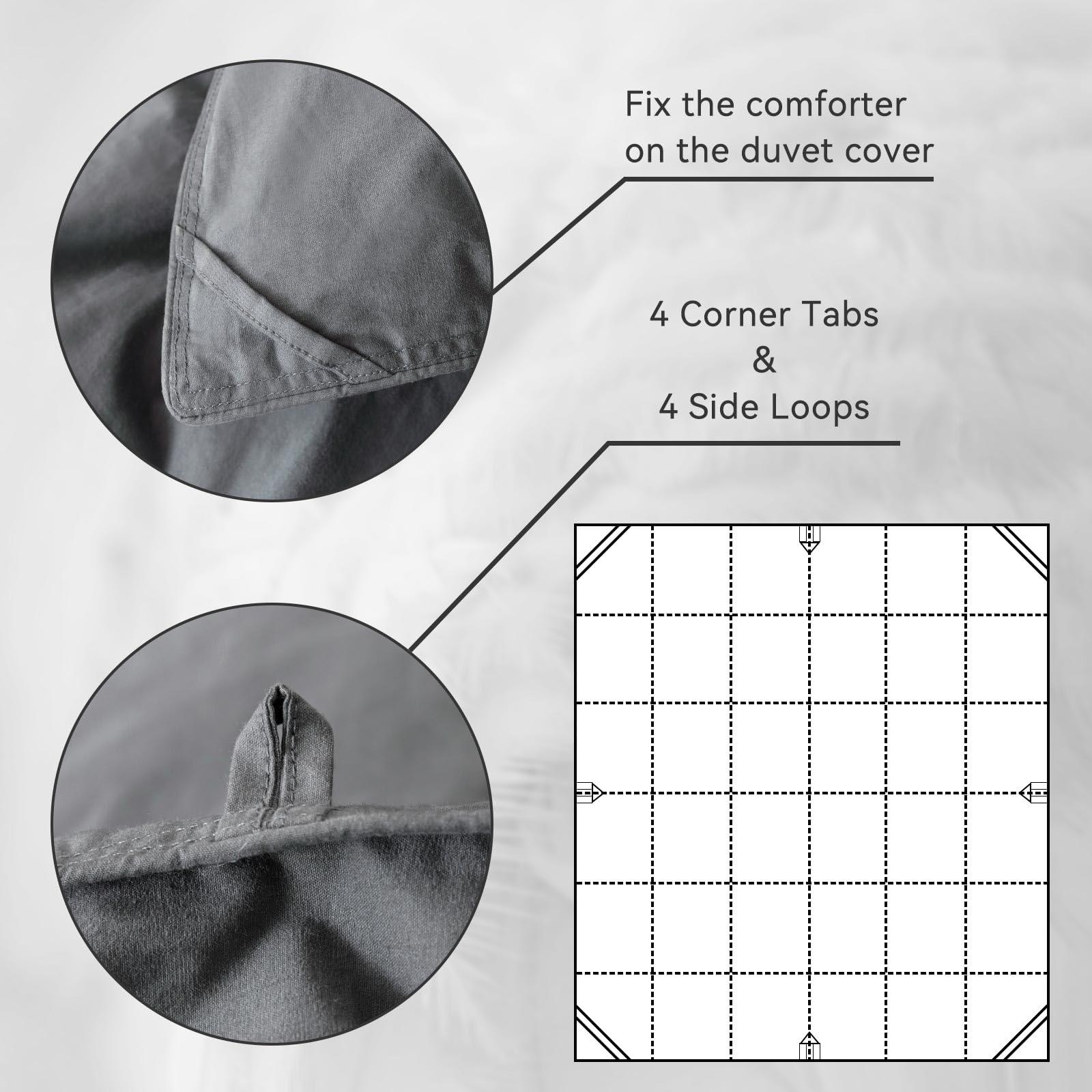 WENERSI Feather Down Comforter Full/Queen Size,Hotel Style Bedding Comforter,750+ Fill Power,1200TC,100% Organic Cotton Fabric,All Season Grey Duvet Insert with 8 Corner Tabs - Image 6