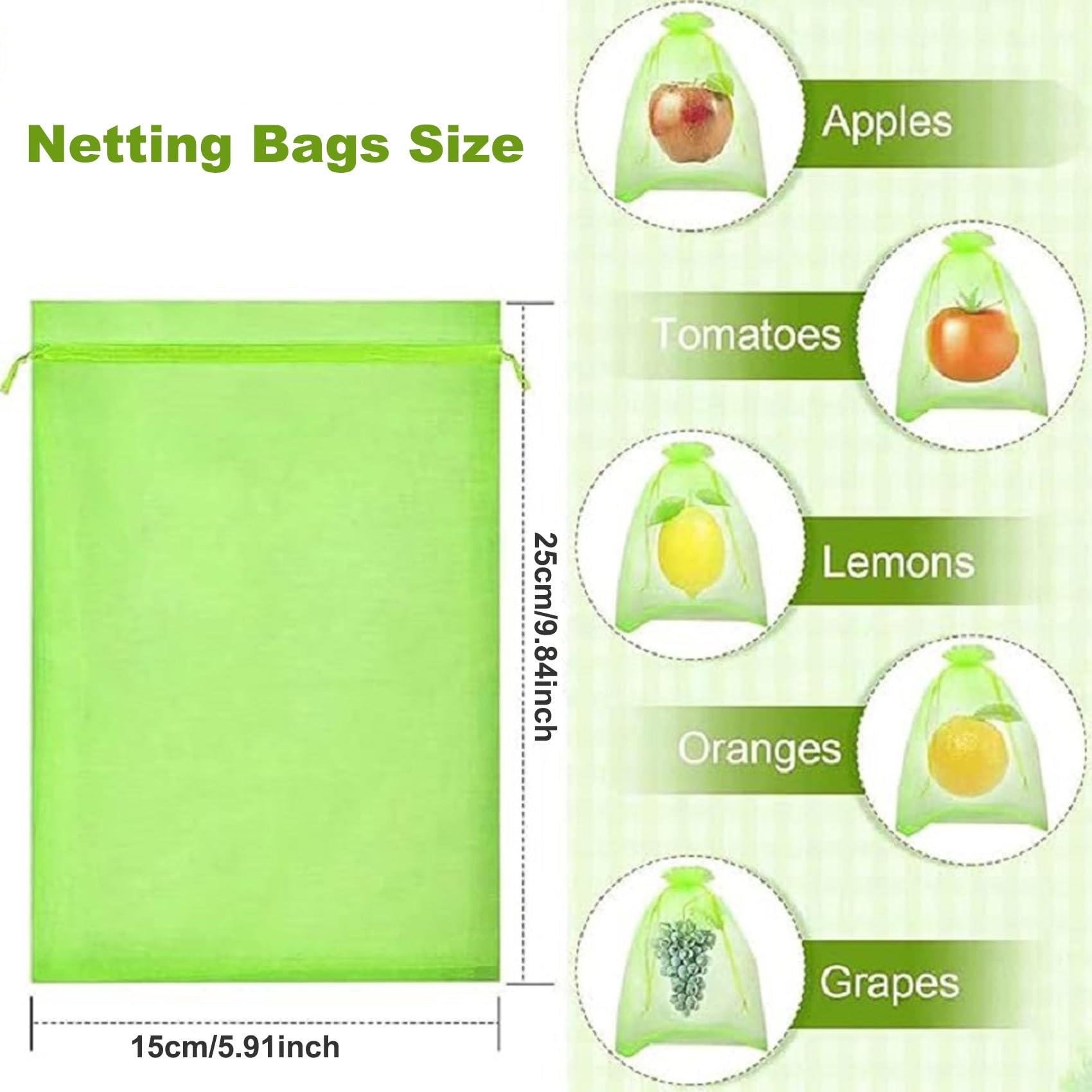 YINCORD 20 Pack Fruit Protection Bags, 6'' x 10'' (15cm x 25cm) Reusable Mesh Produce Bags for Garden, Breathable Drawstring Netting Covers for Vegetables, Apples, Peppers - Image 4