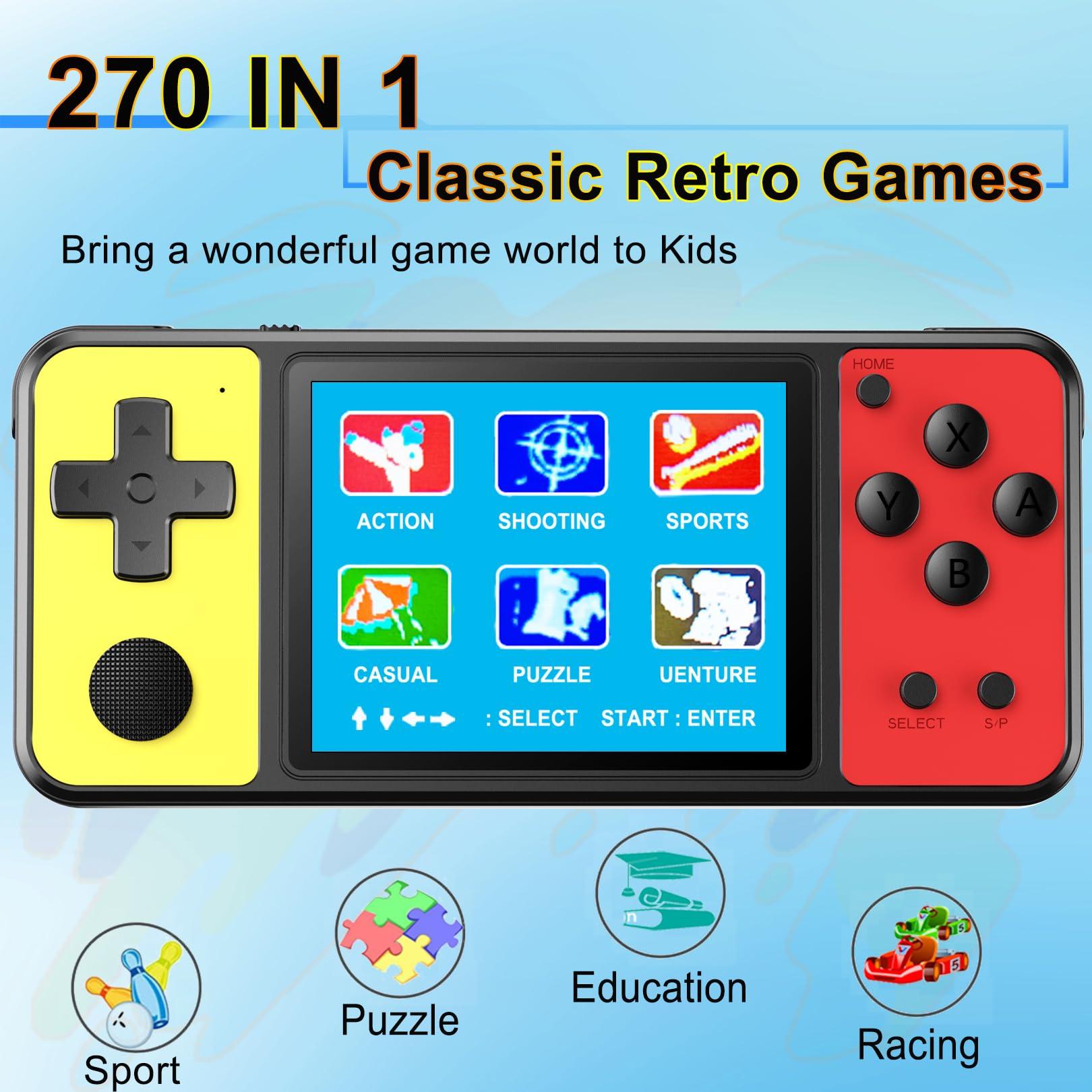 Beico Handheld Game for Kids, 3.0" Large Screen Built in 270 Classic Retro Video Games Seniors Electronic Games Player Boys Girls Birthday Present Black Blue - Image 2
