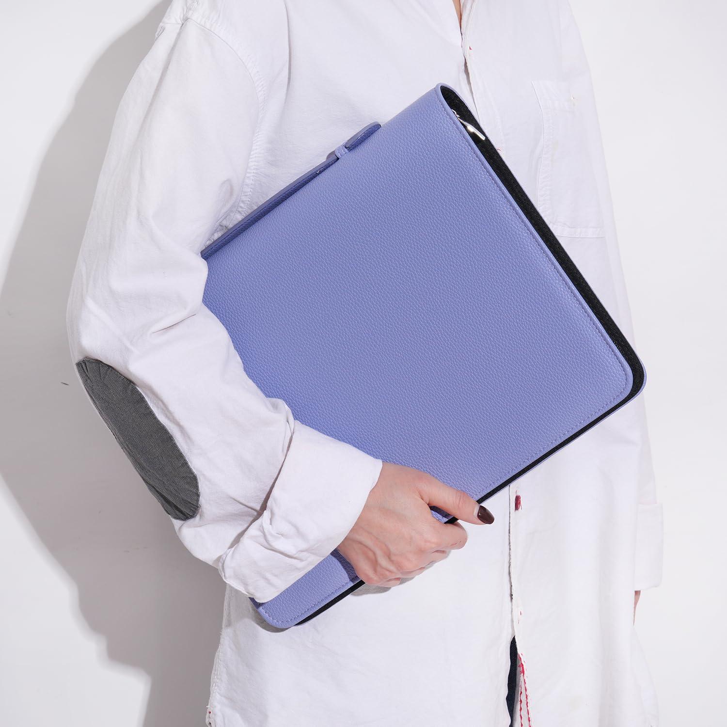 Wonderpool Travel Zippered Portfolio 3 Ring Binder A4 Padfolio Document Case with Removable Clipboard Legal Pad Holder, Business Office School Organizer for Men and Women (Purple) - Image 7