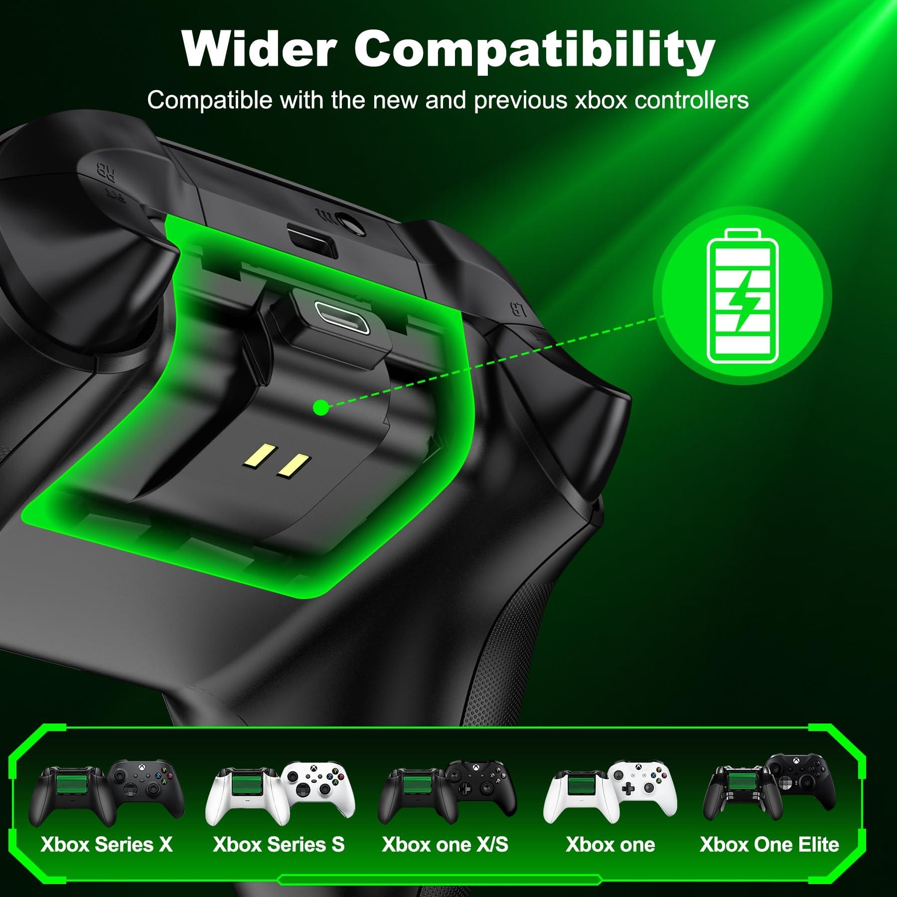 Rechargeable Xbox One Controller Battery Pack with 4 Back Covers: USB C Charging Cable 2 x 4800mWh Xbox One Controller Battery Play and Charger Kit for Xbox Series X/S Skin - Image 2