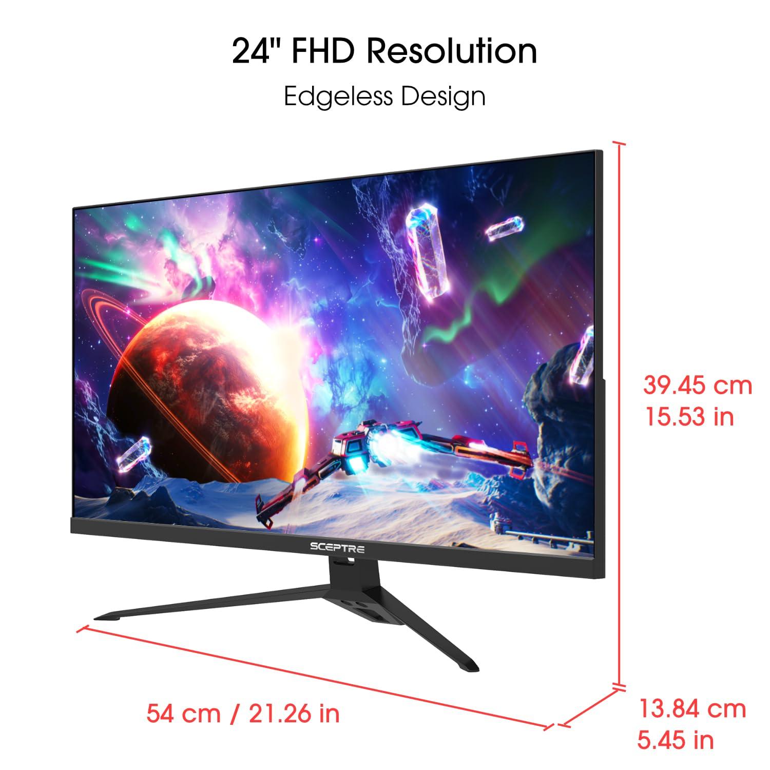 Sceptre IPS 24” Gaming Monitor 165Hz 144Hz Full HD (1920 x 1080) FreeSync Eye Care FPS RTS DisplayPort HDMI Build-in Speakers, Machine Black 2020 (E248B-FPT168),IPS 24" 165Hz - Image 3