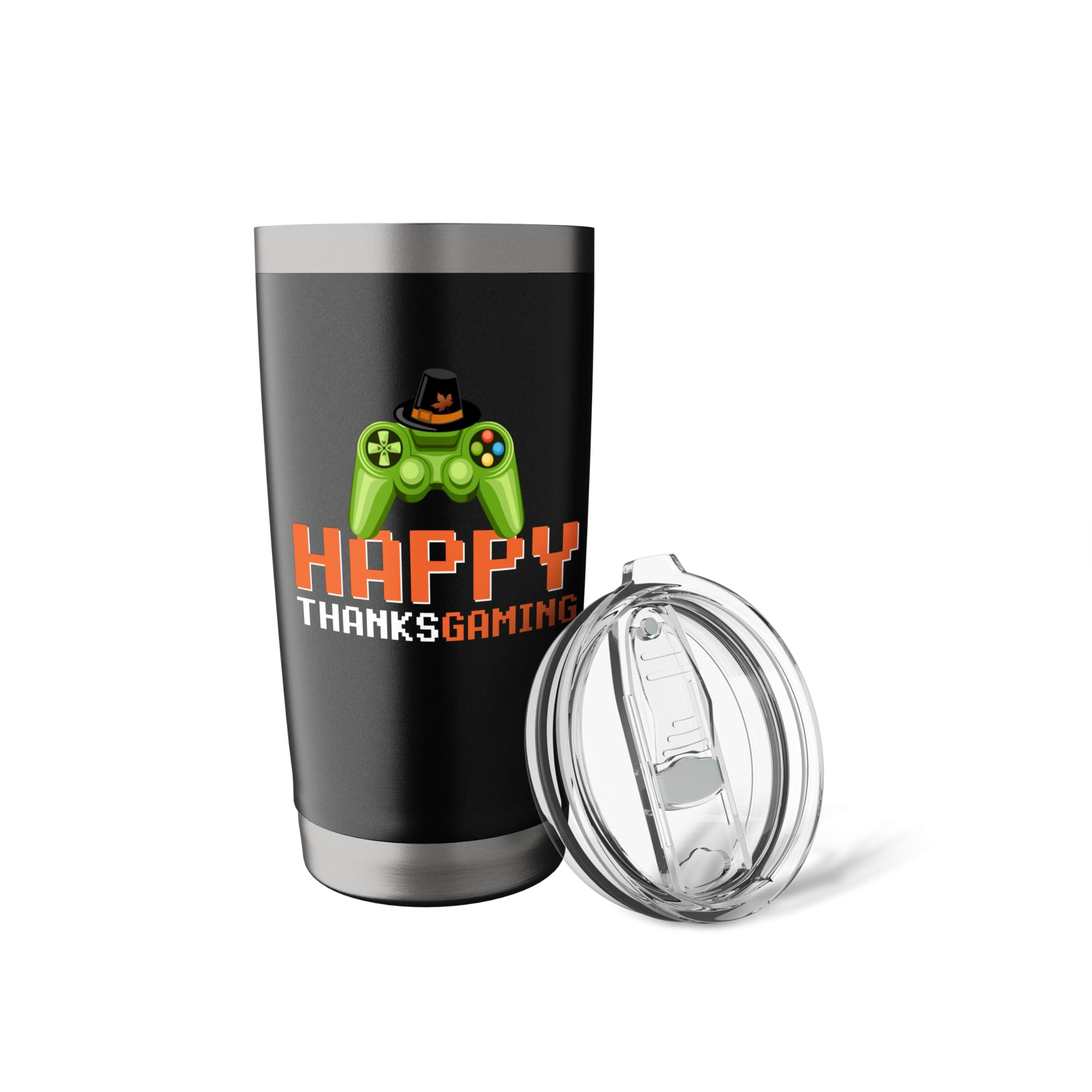 Happy Thanks Gaming Gamer Men Boys Kids Stainless Steel Insulated Tumbler - Image 6