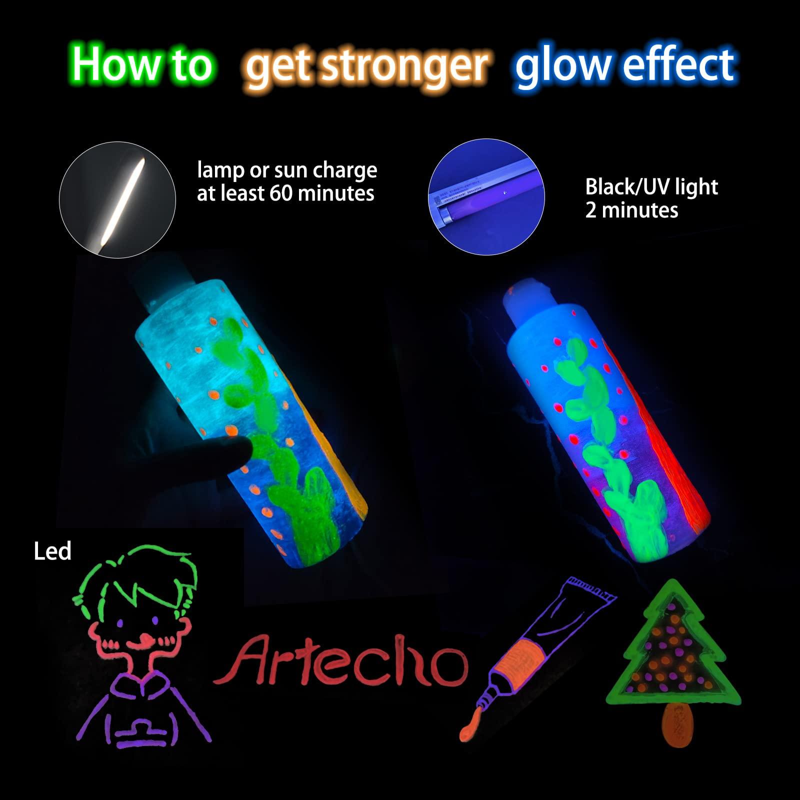 Artecho Glow in the Dark Paint 8 Colors, 20 ml / 0.7 oz Acrylic Paint for Decoration, Art Painting, Outdoor and Indoor Art Craft, Supplies for Canvas, Rock, Wood, Waterproof Rich Pigments - Image 6