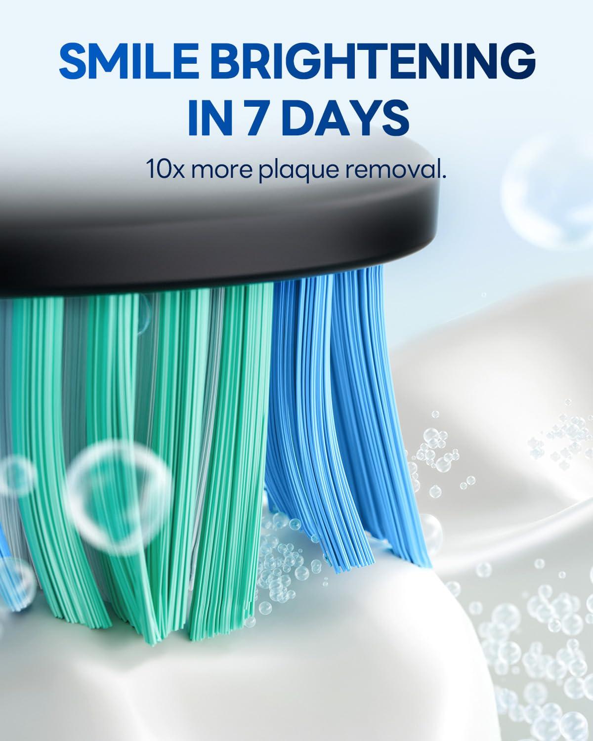 Bymore Electric Toothbrush for Adults,Travel Sonic Toothbrush with 8 Replacement Heads, Ultra Clean Rechargeable Toothbrush Portable One Charge for 330days 5 Modes 2mins Timer-Black - Image 2