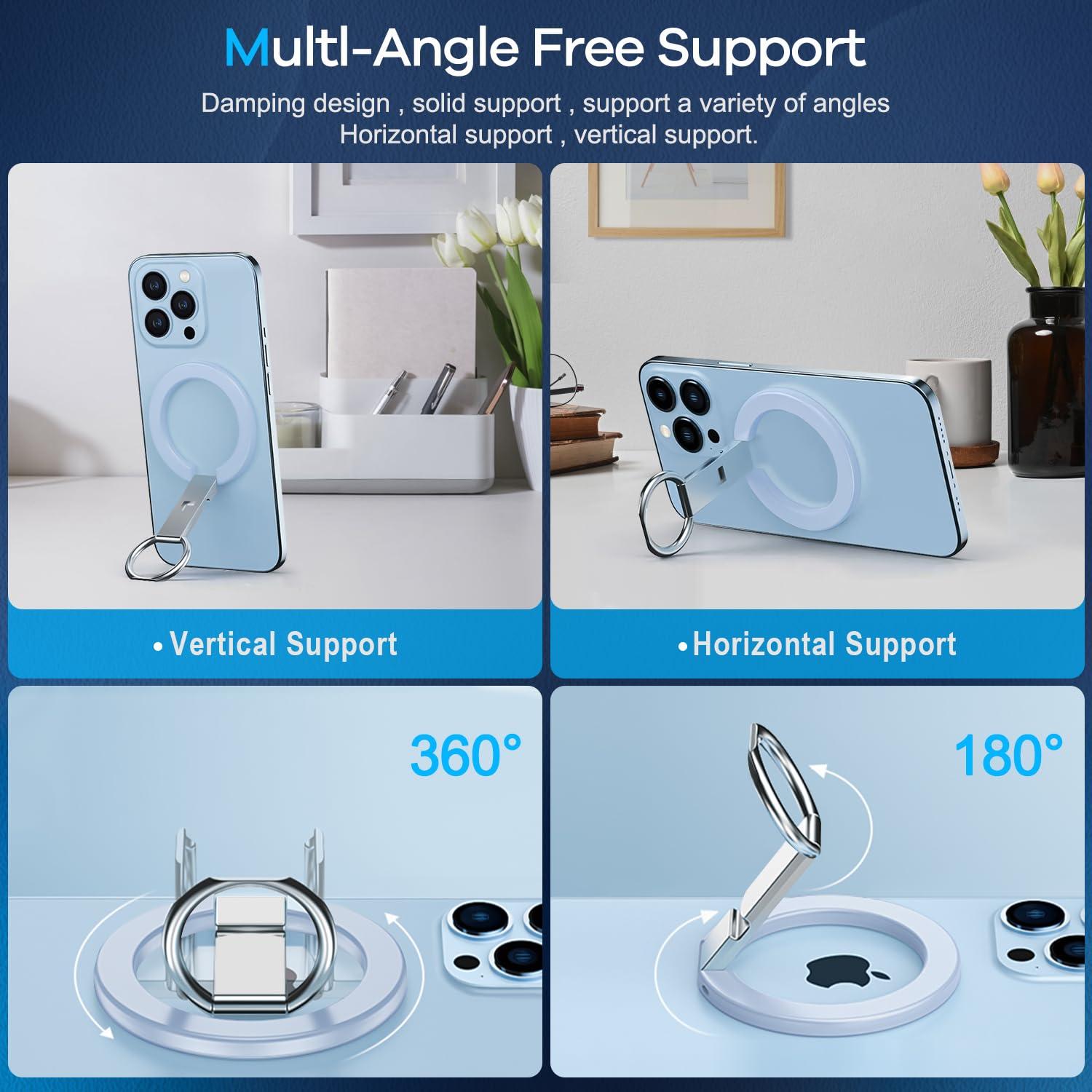 Lokyoo Magnetic Phone Ring Holder for MagSafe, Magnet Finger Ring Grip Stand Holder, Compatible with iPhone, and Smartphones, MagSafe Accessories-Blue - Image 6