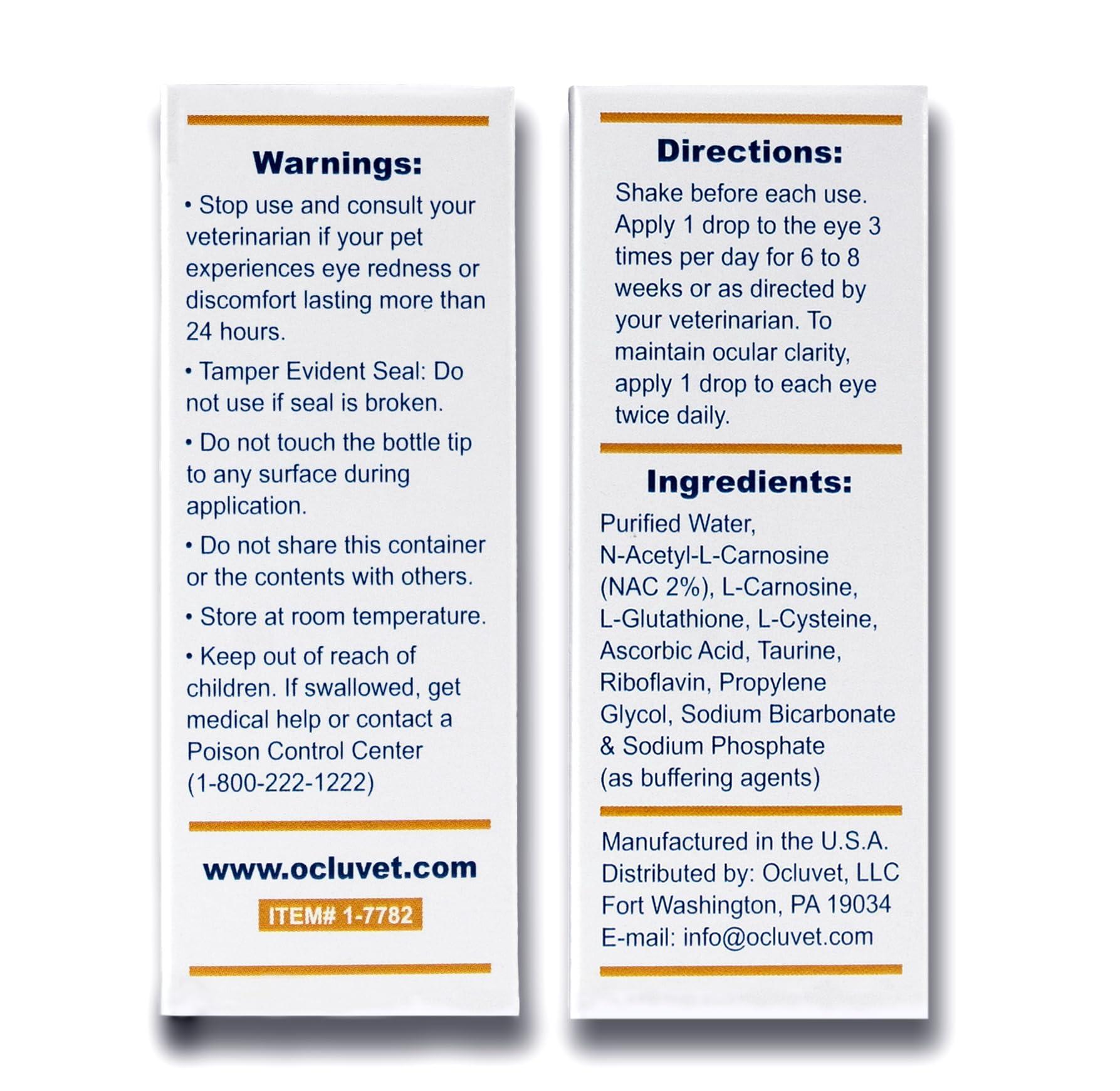 OcluVet Eye Drops for Pets | Clinically Studied Antioxidants for Pets with Cataracts | Made in The USA | Includes 2% N-Acetyl-L-Carnosine (NAC) | 16mL - Image 6