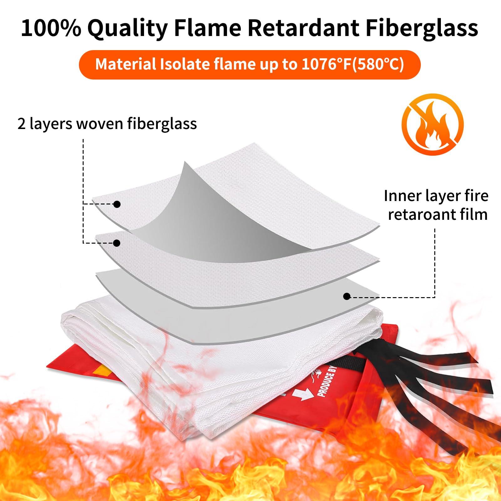 COSHNIBI Fire Blanket Emergency Fire Blanket for Home & Kitchen High Heat Resistant Fire Suppression Blankets Fiberglass Fire Blanket （2 Pack）, White, L-XCP202-2 - Image 3